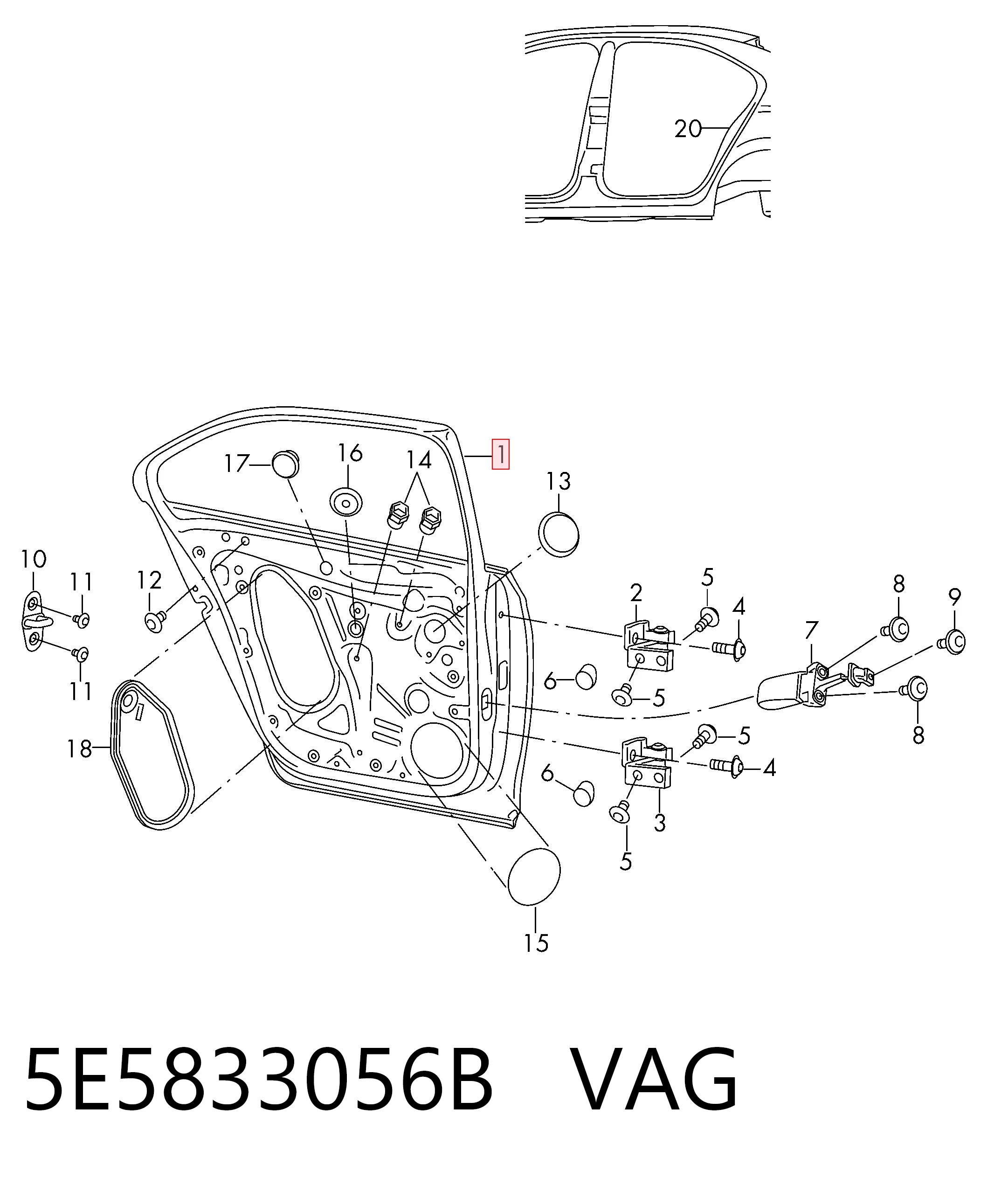 Двері задні в зборі AND 30833018