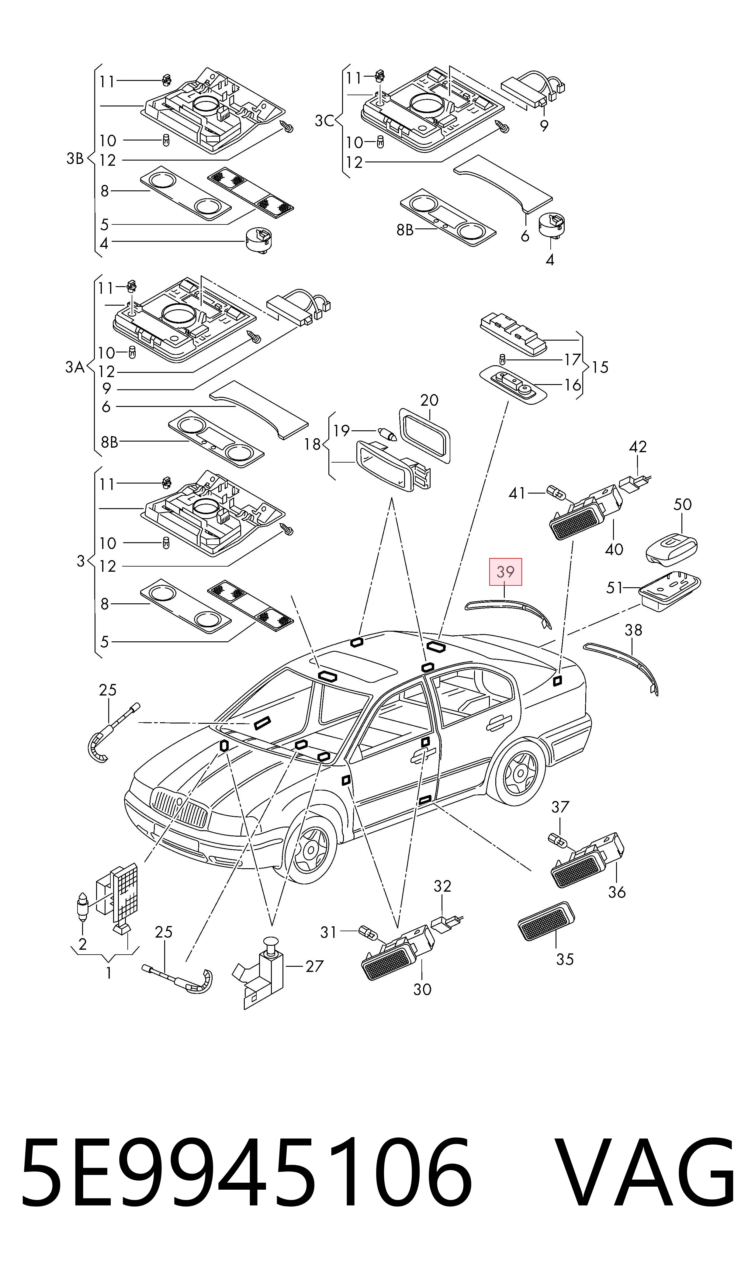 5E9945106 VAG Правий катафот бампера
