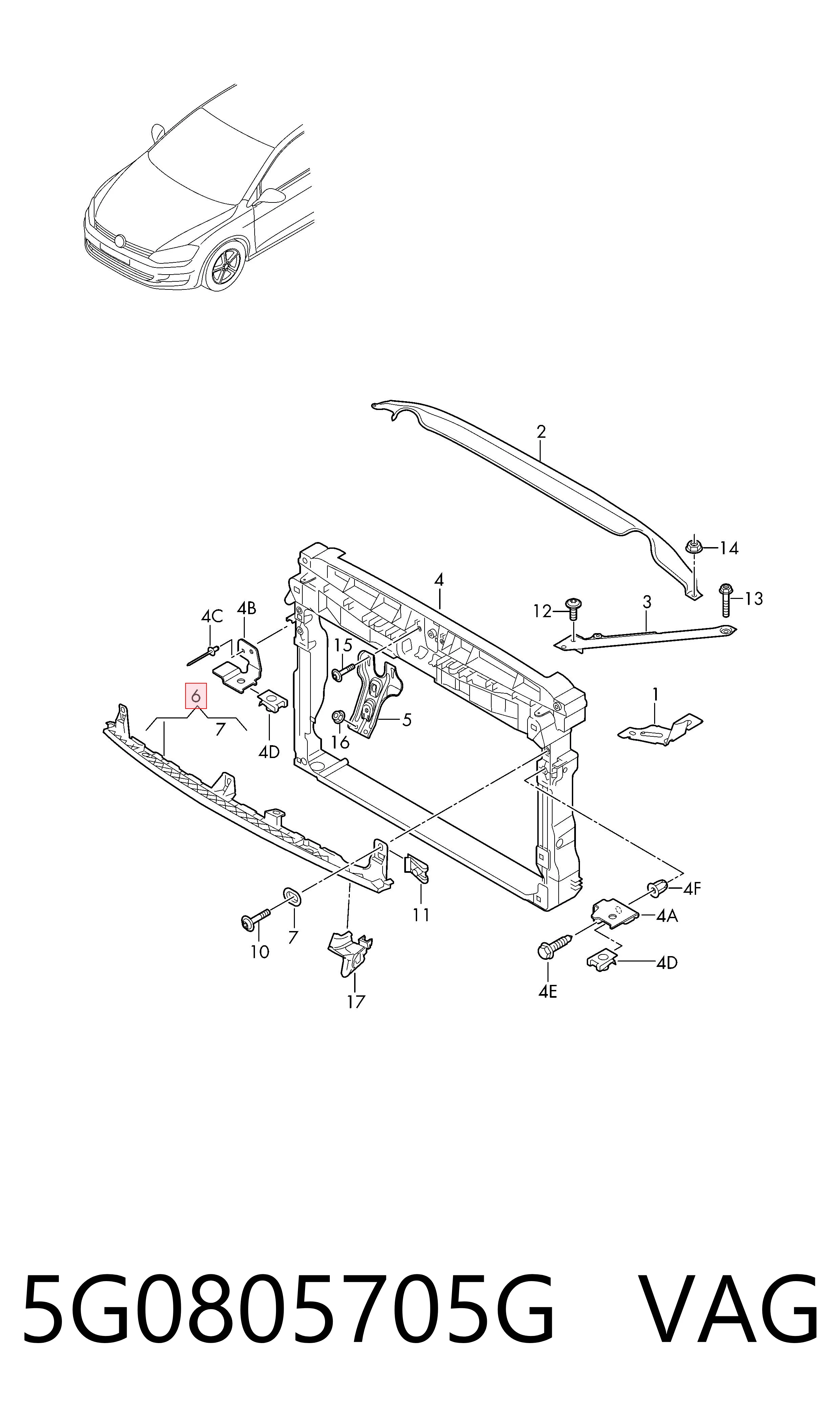 Накладка верхня передньої панелі/супорту радіатора AND 14805045