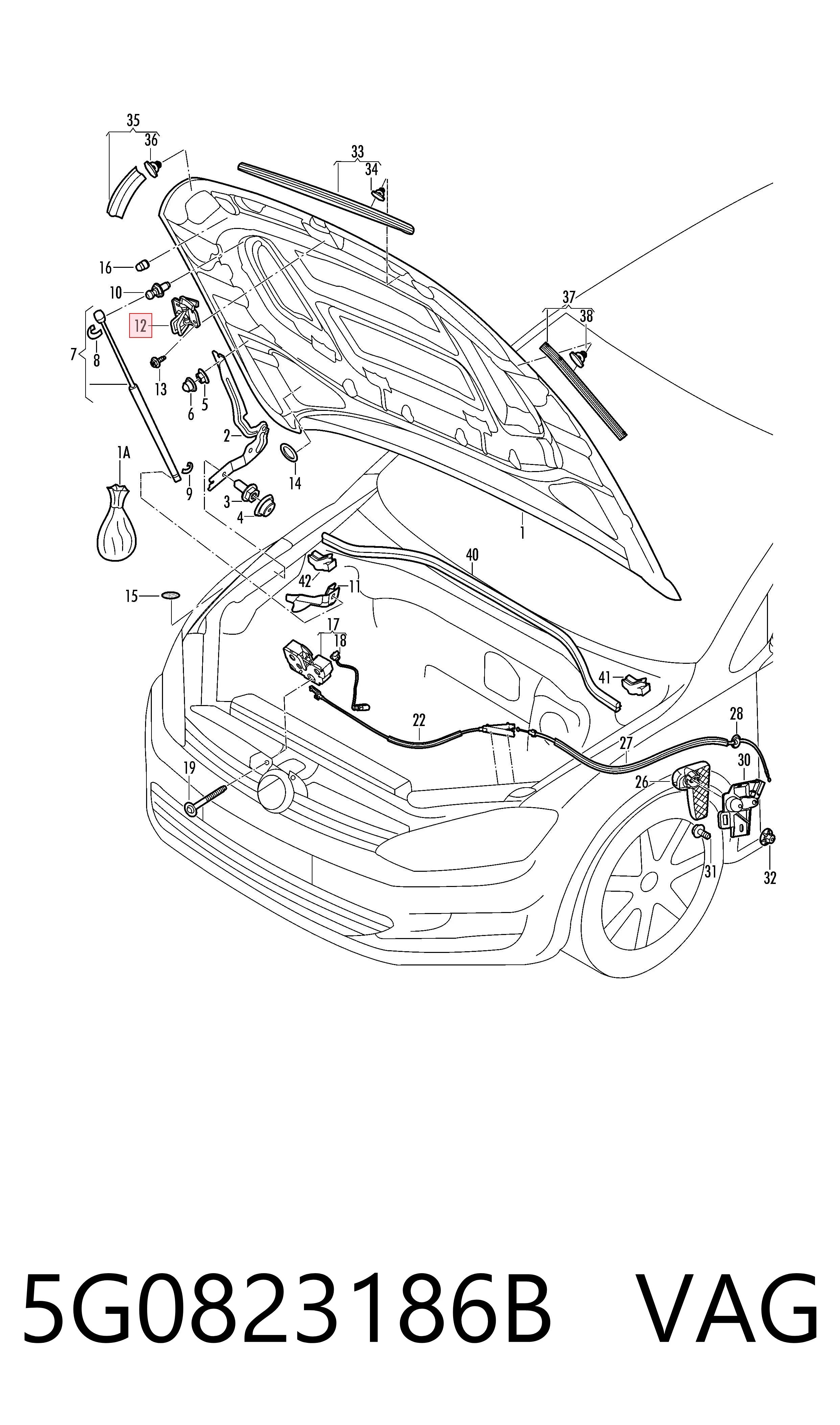 Замок капота VAG 5G0823186B ціна, від 48.05 USD