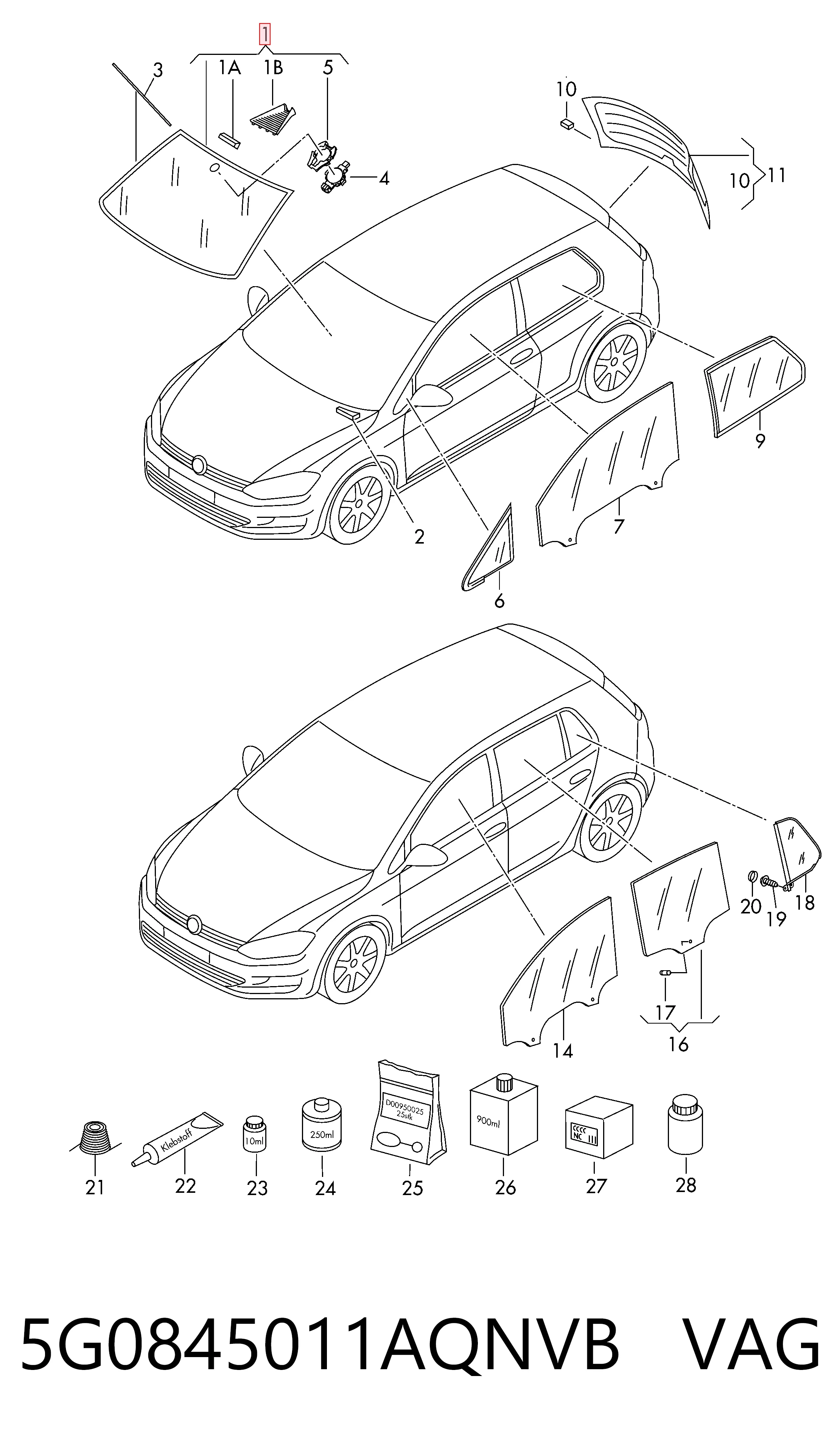 5G0845011AQNVB VAG Автомобільне скло