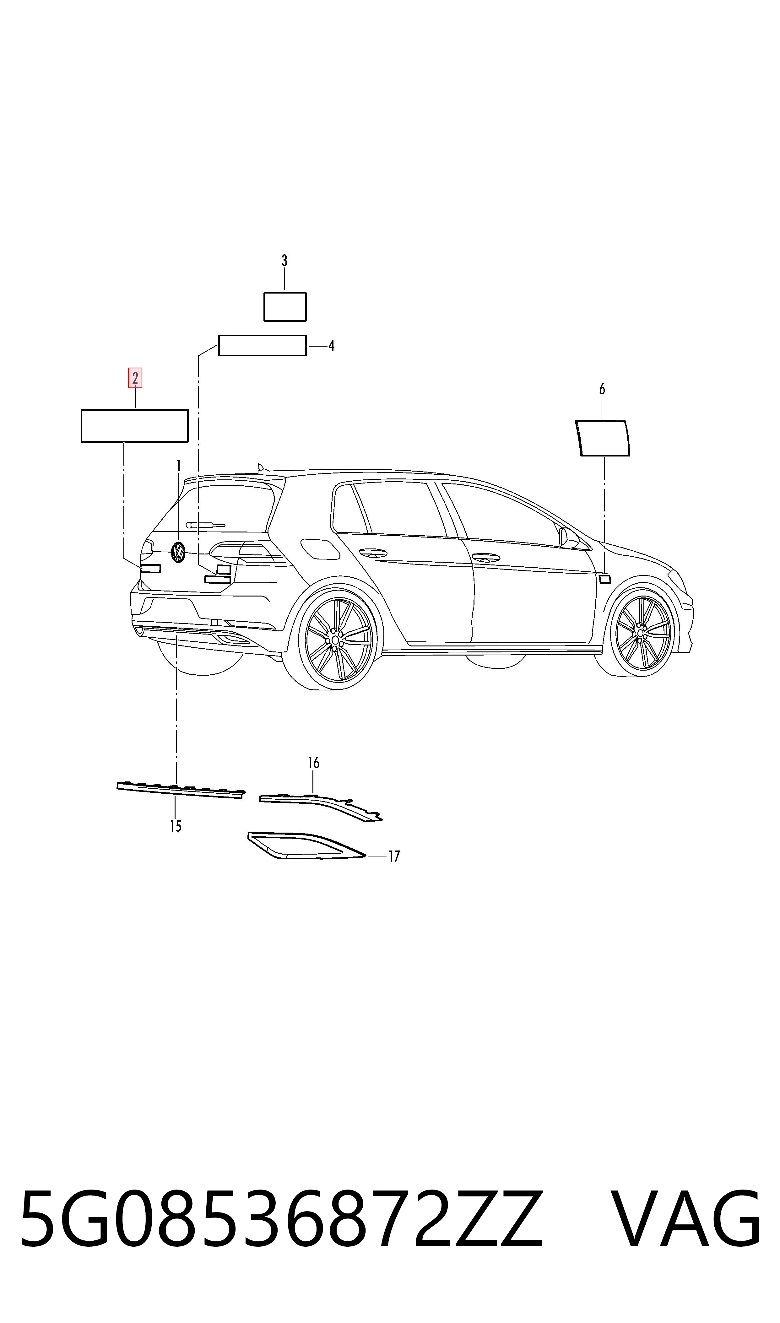 Емблема на кришку багажника, фірм.значок VAG 5G08536872ZZ ціна, від 14.19 USD