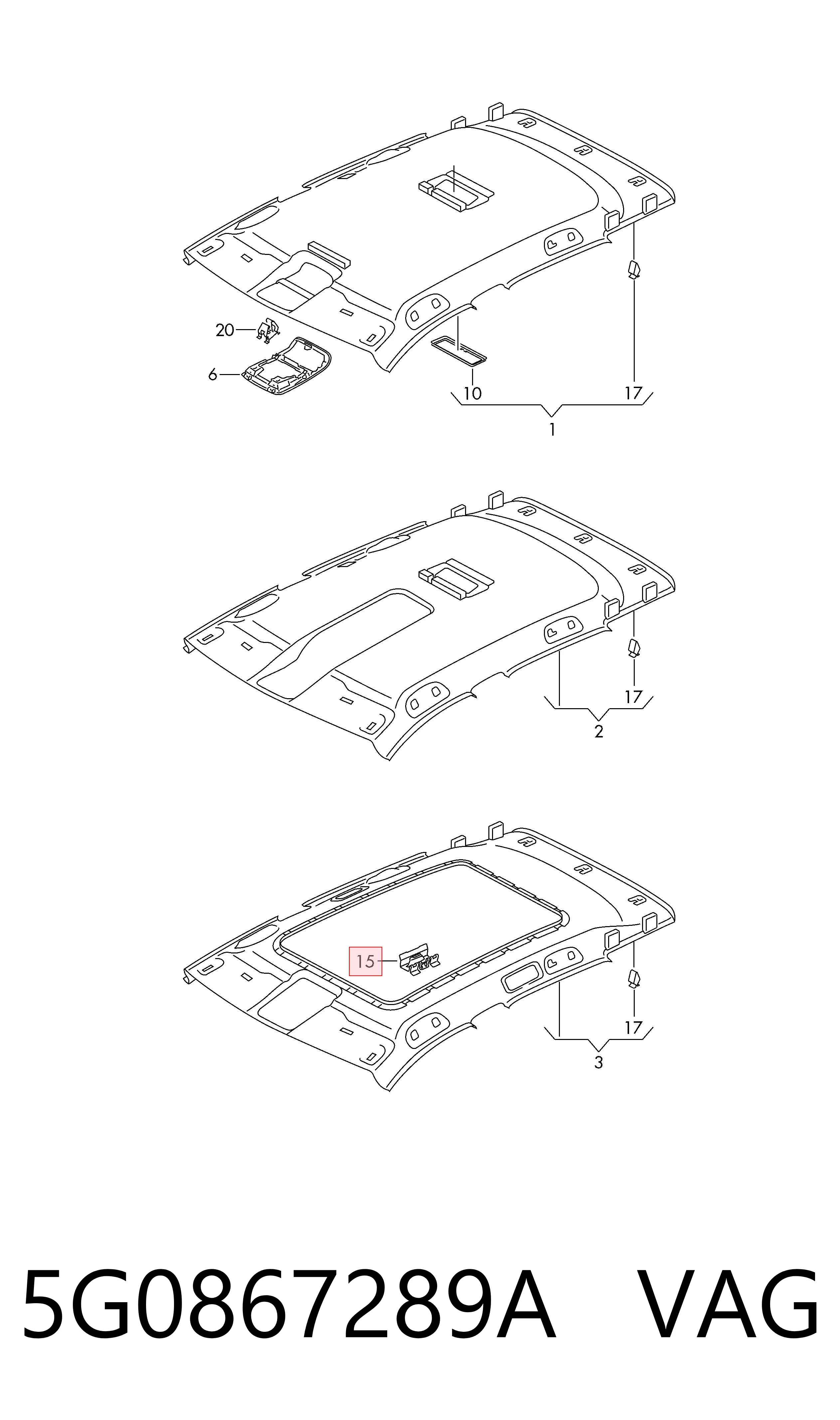 5G0867289A VAG Пістон (кліп) кріплення обшивки кришки багажника