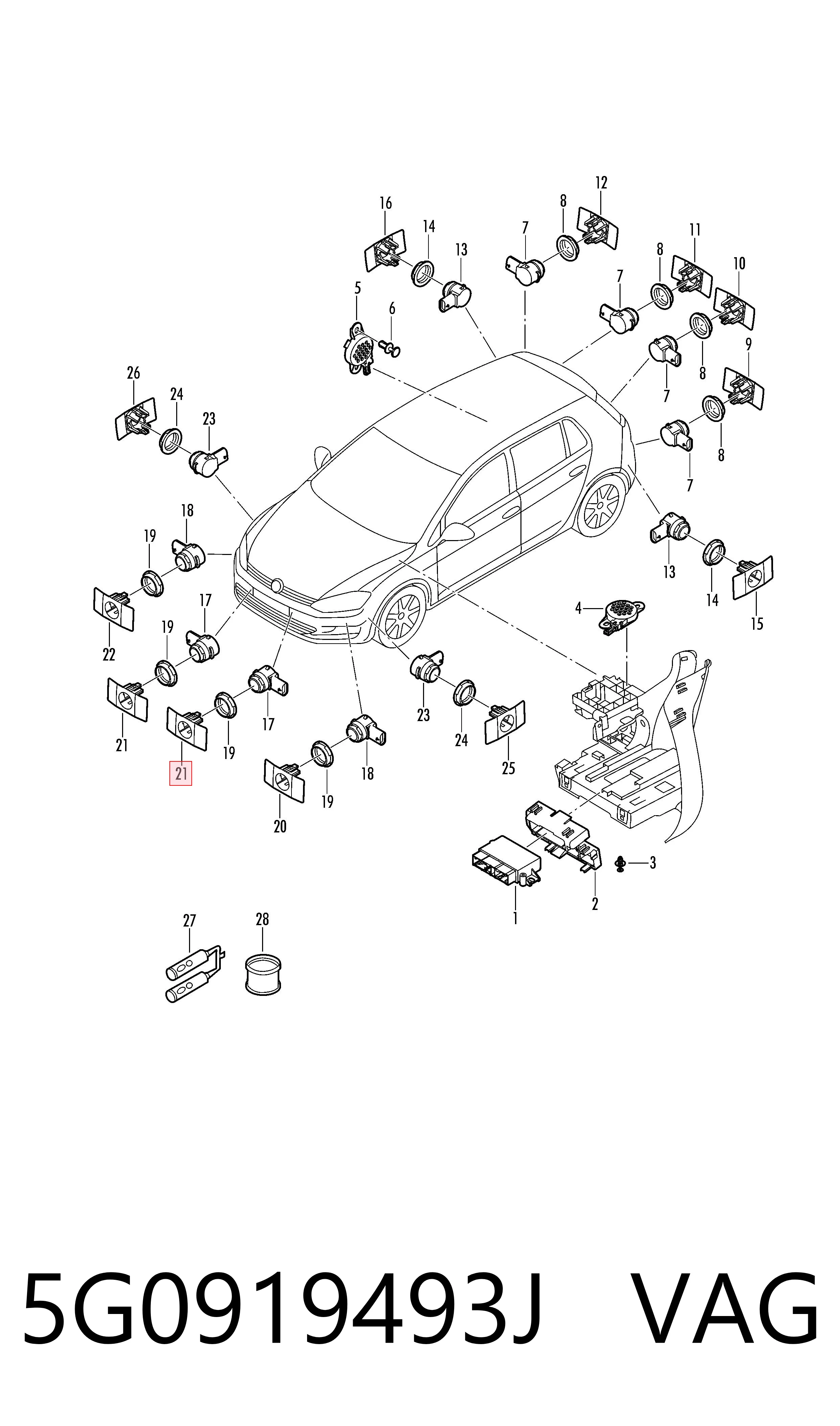 5G0919493J VAG Кронштейн парктроніка, передній центральний