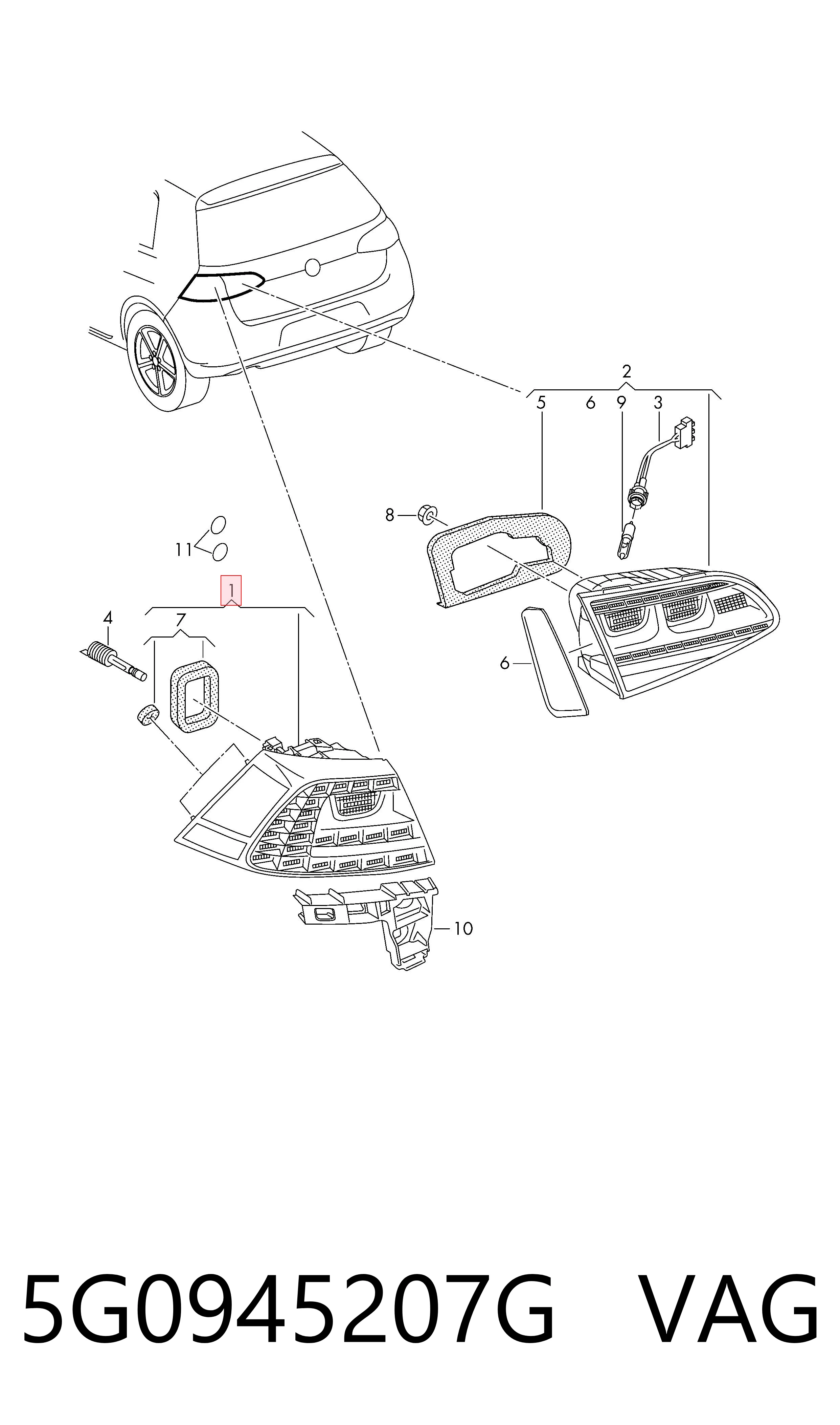 Стоп задній VAG 5G0945207G