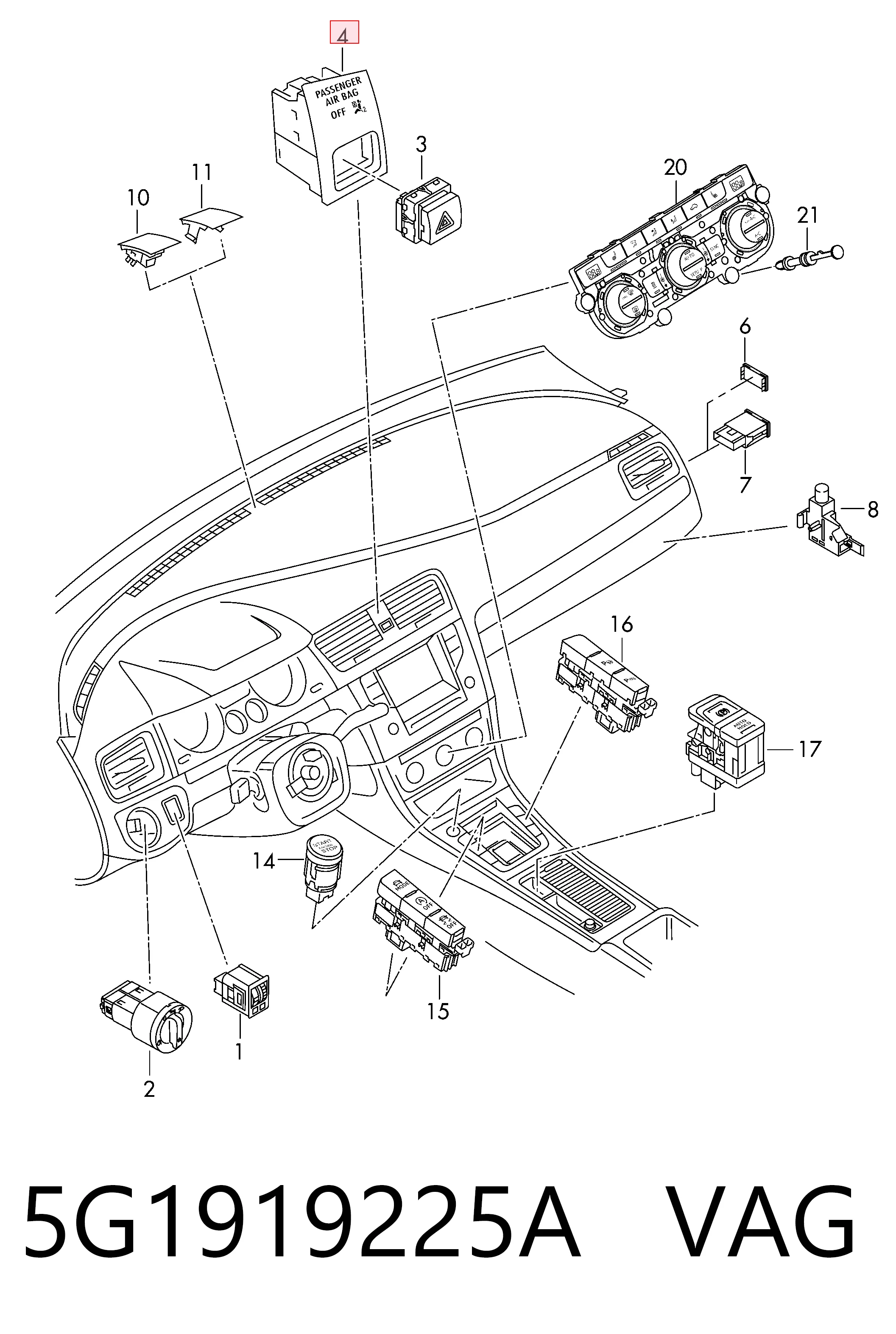  Кнопка аварійки Volkswagen Jetta 7