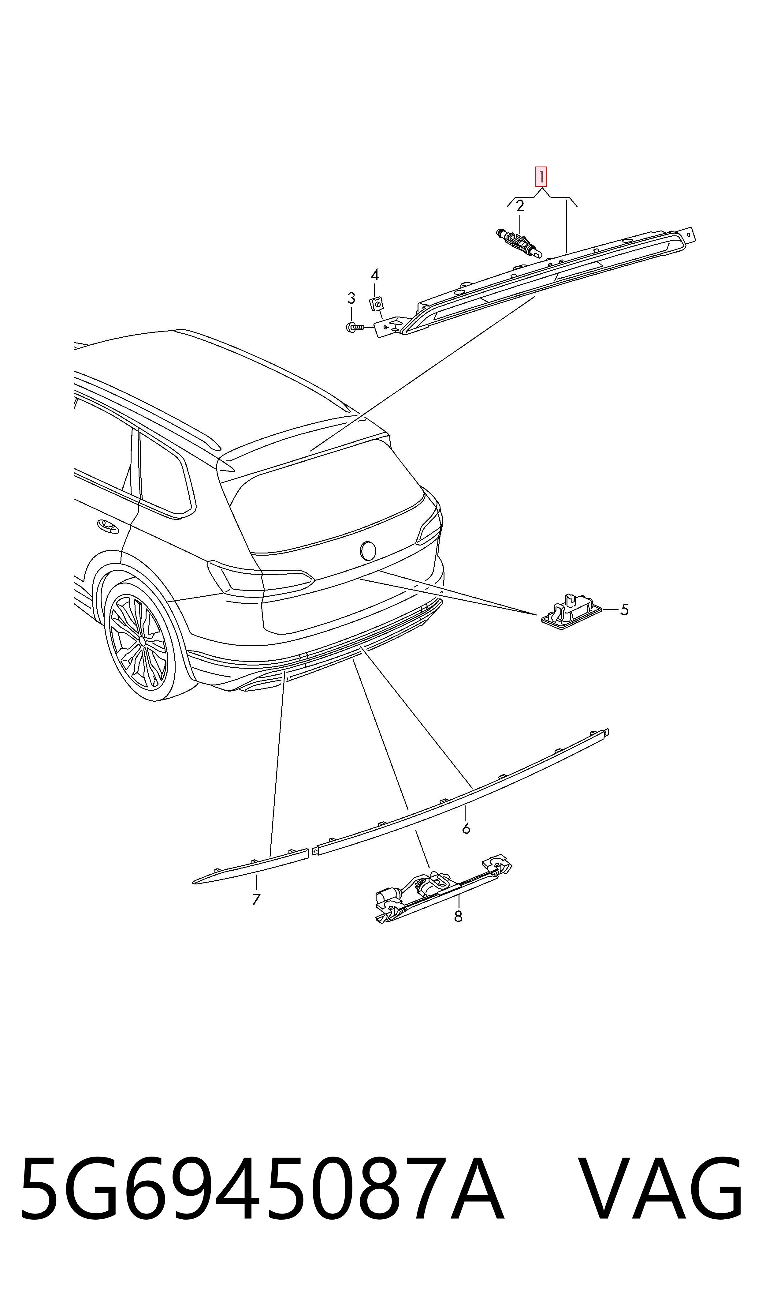 5G6945087A VAG Стоп-сигнал заднього скла