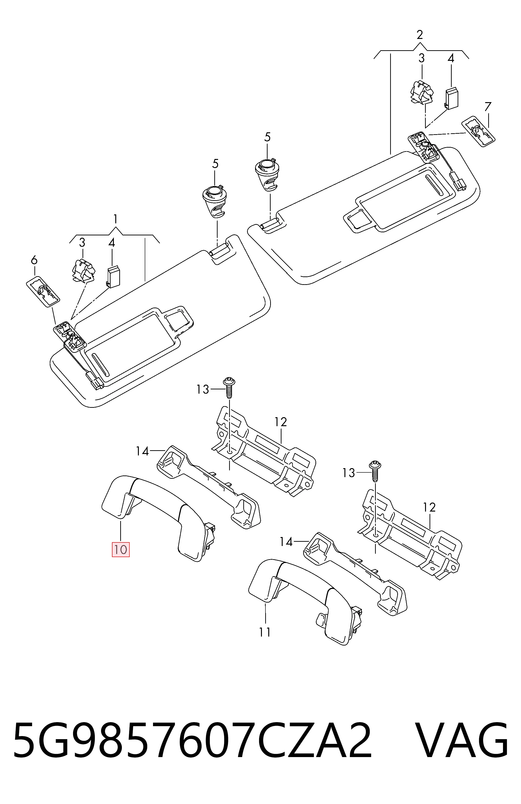 5G9857607CZA2 VAG Ручка салону, даху