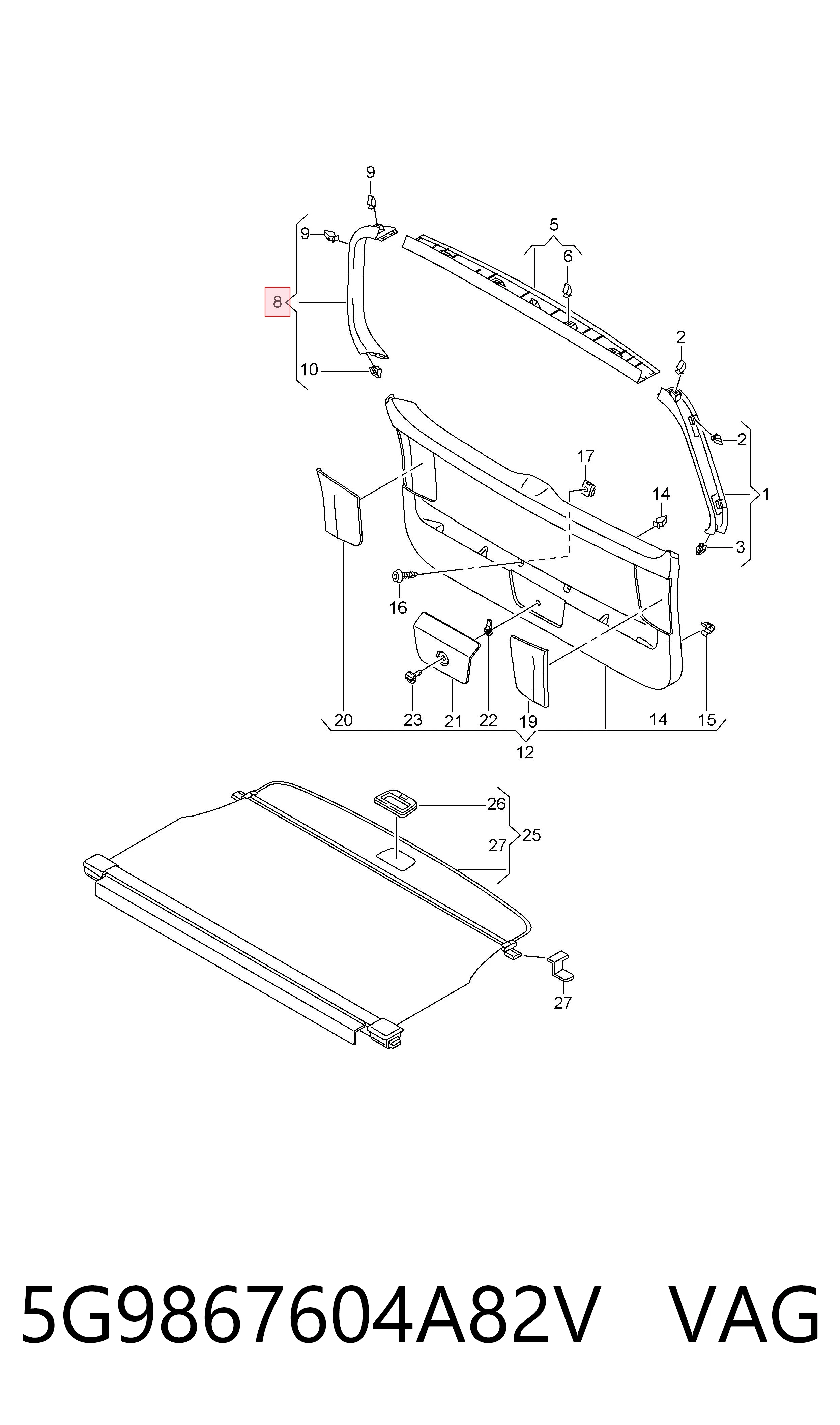 5G9867604A82V VAG Оббивка багажника