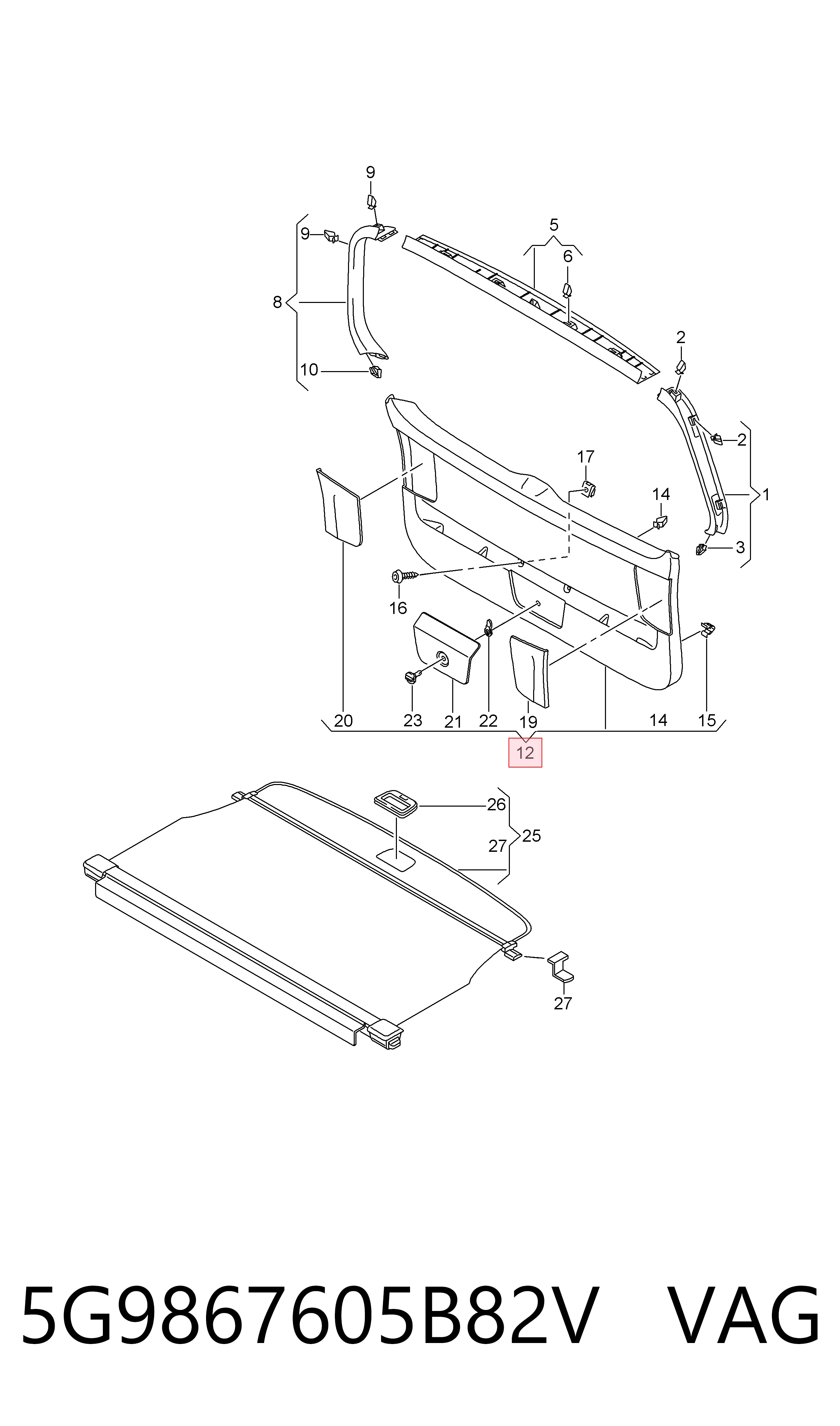 5G9867605B82V VAG Оббивка багажника