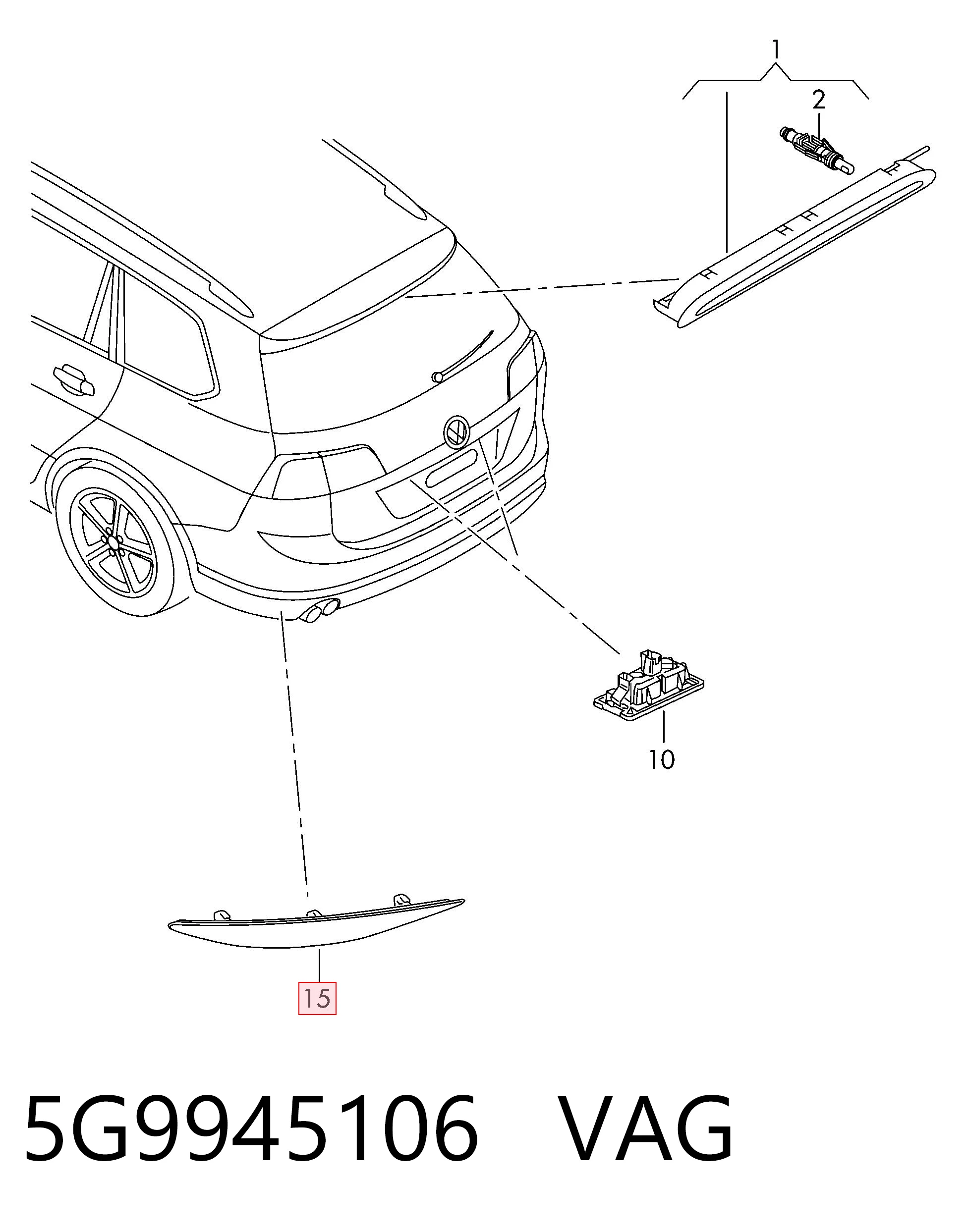 5G9945106 VAG Правий катафот бампера
