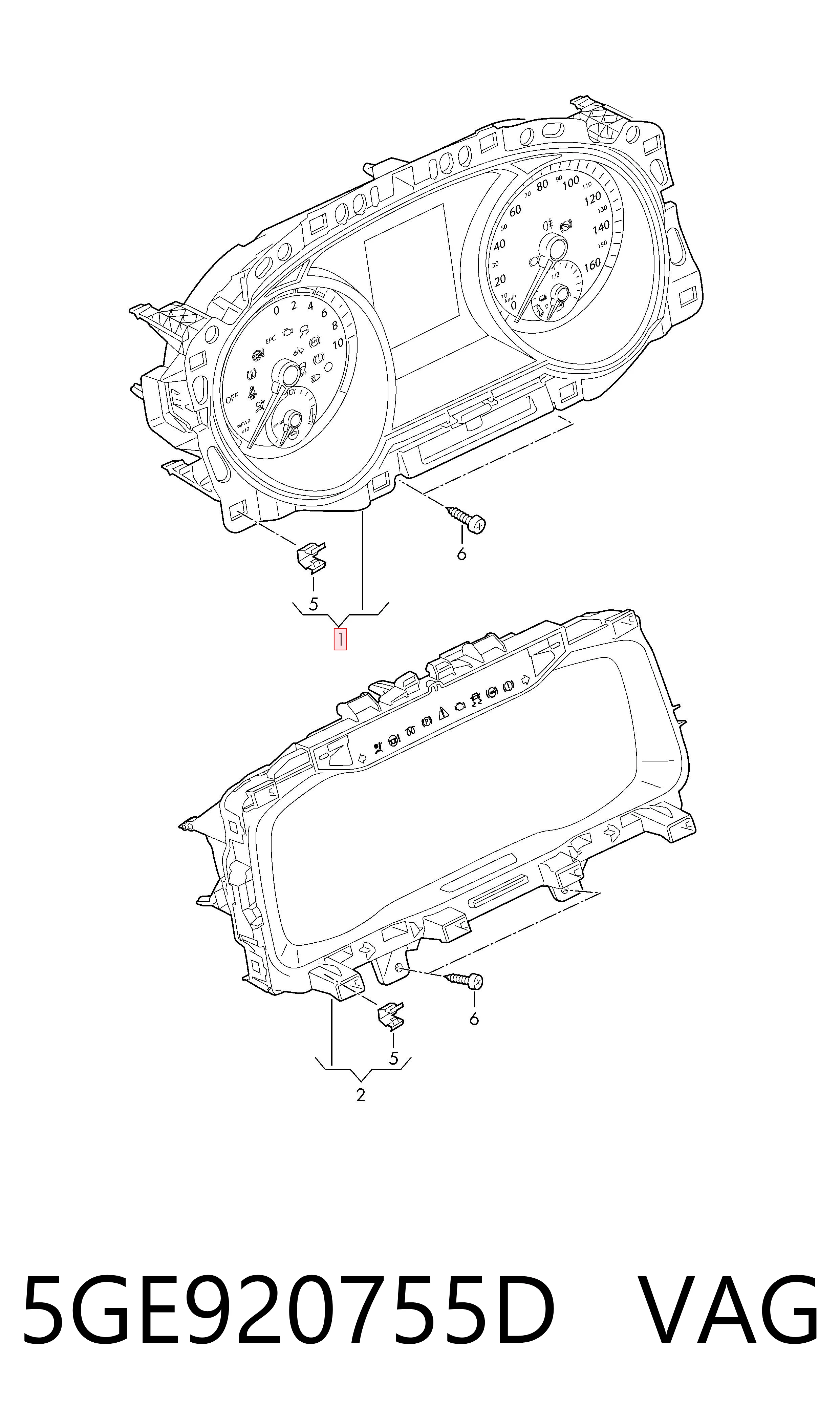 Щиток приладів додатковий VAG 5GE920755D ціна, від 308.36 USD