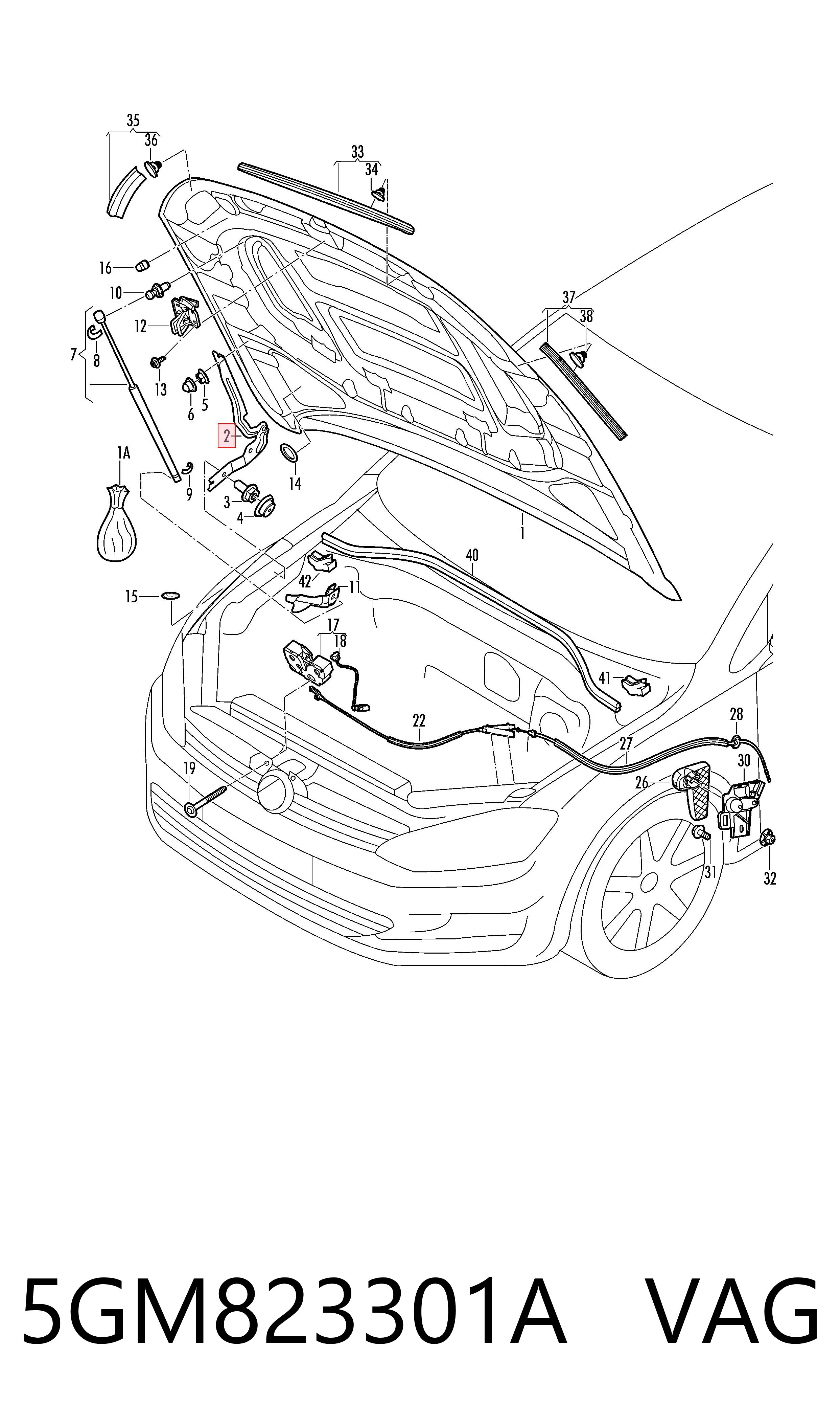 5GM823301A VAG Завіс капота, лівий