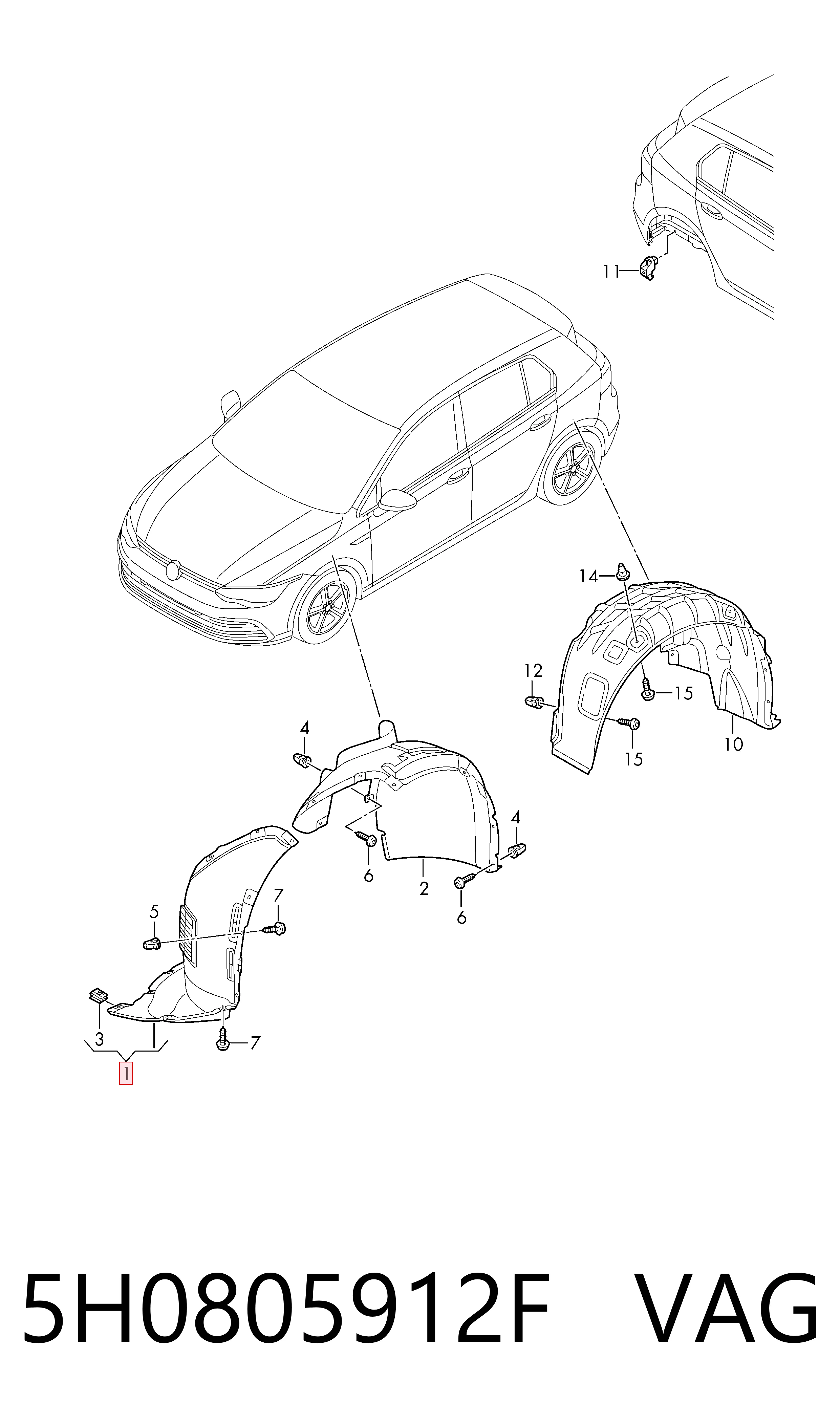 Підкрилок переднього крила, правий Volkswagen Golf 8 CD1, DA1