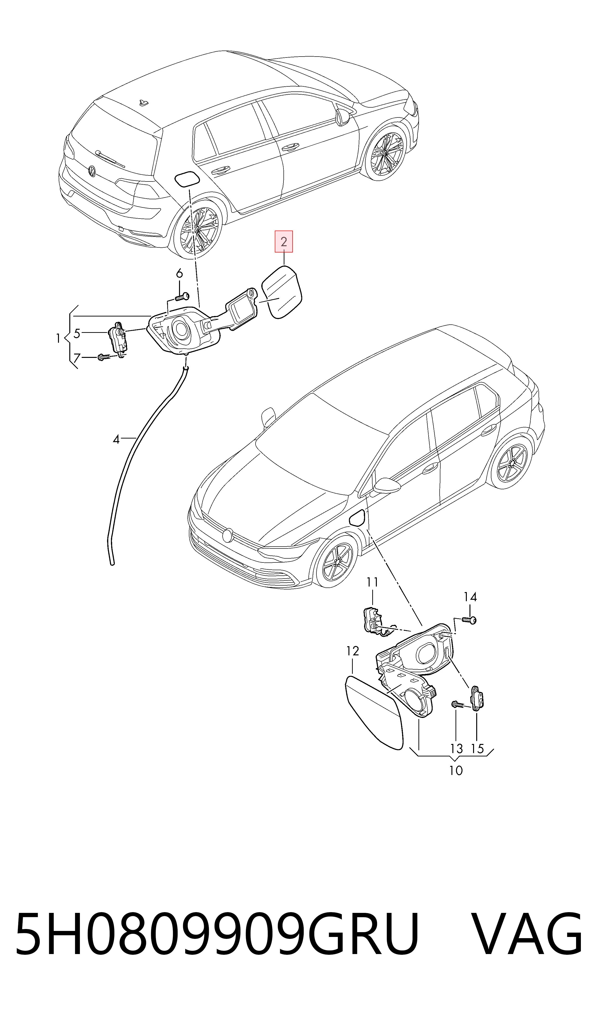 Дверцята бензобака на Volkswagen Golf VIII CD1, DA1