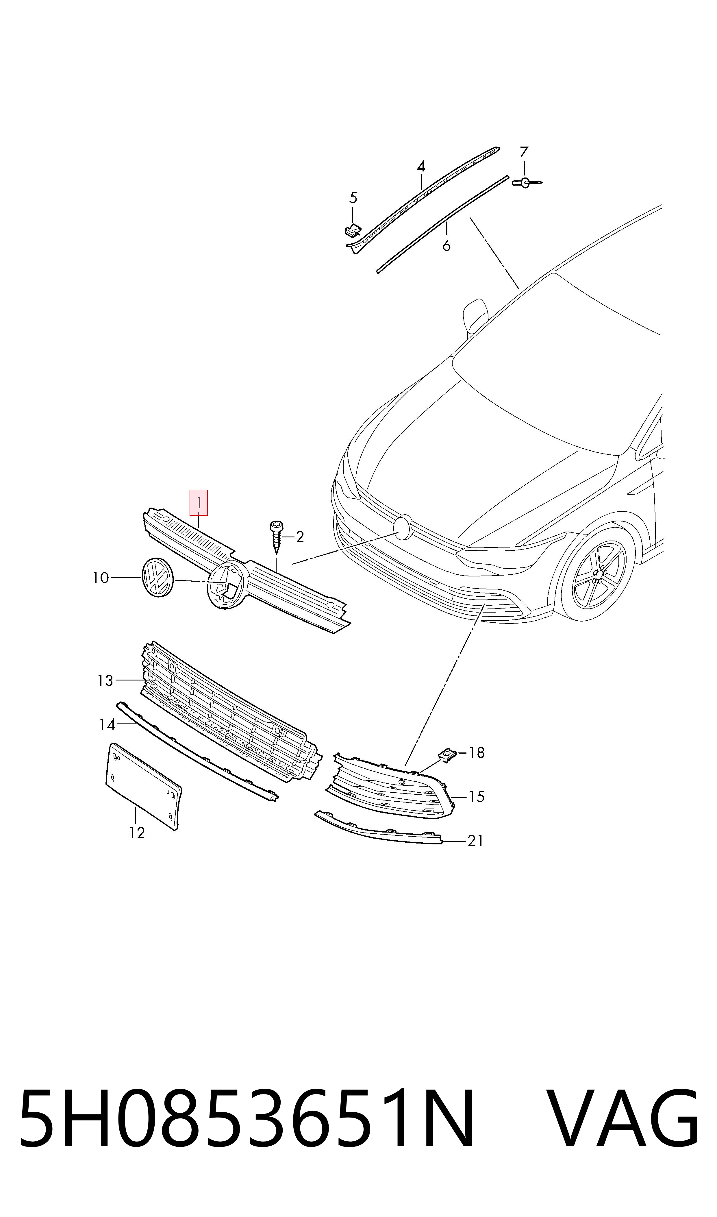 Купити Решітка радіатора Volkswagen Golf VIII CD1, DA1