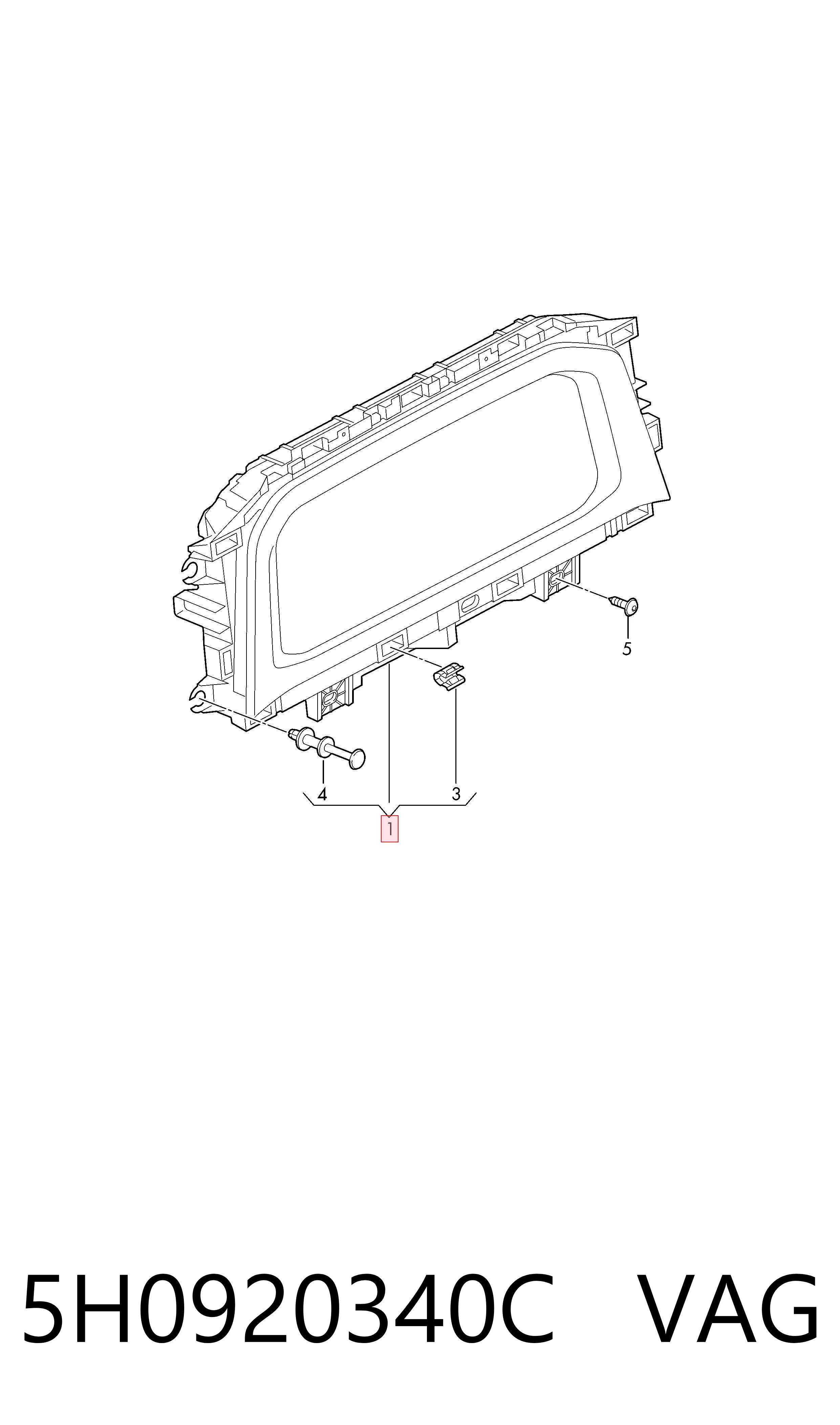 5H0920340C VAG Щиток приладів додатковий