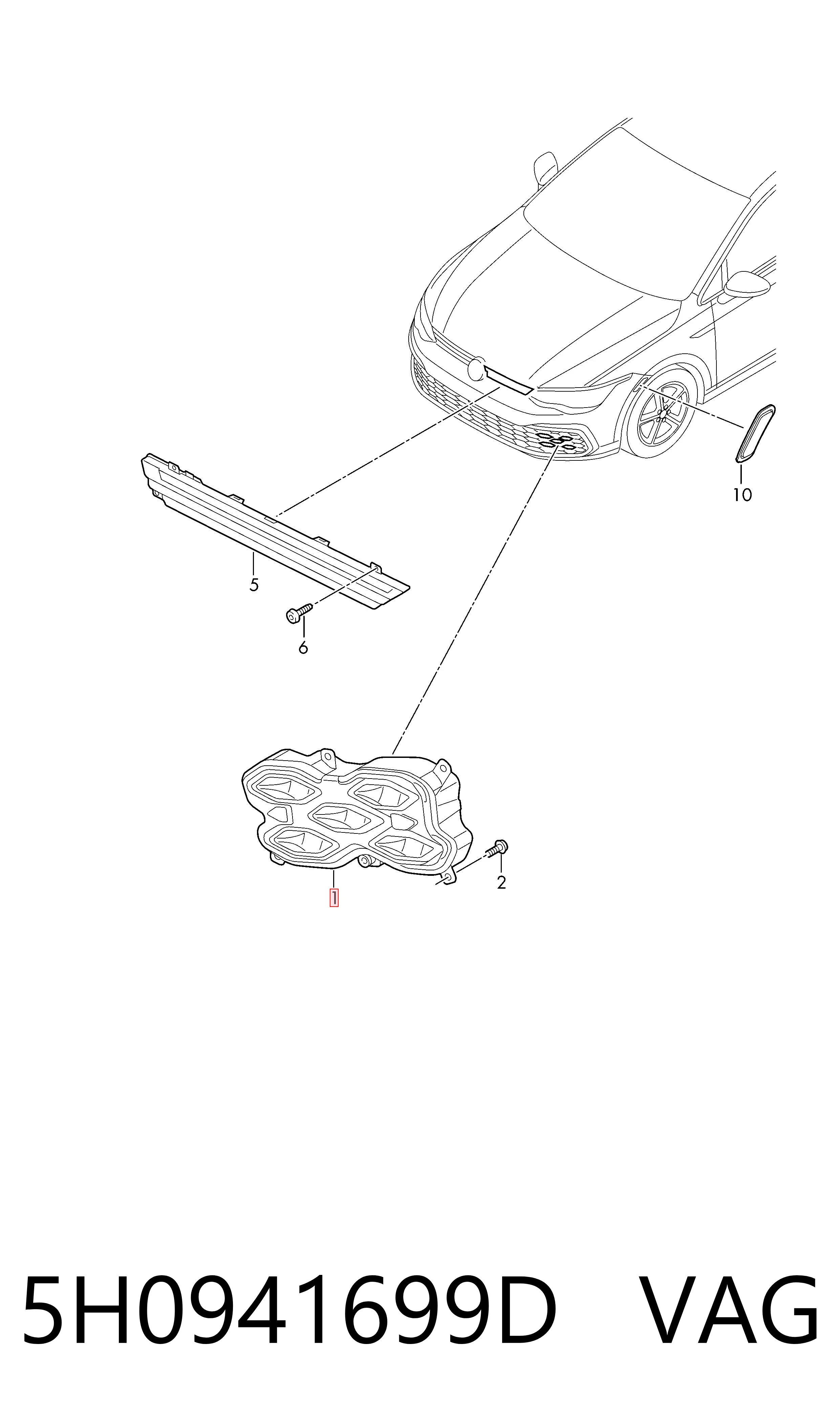 Туманка ліва VAG 5H0941699D ціна, від 174.88 USD