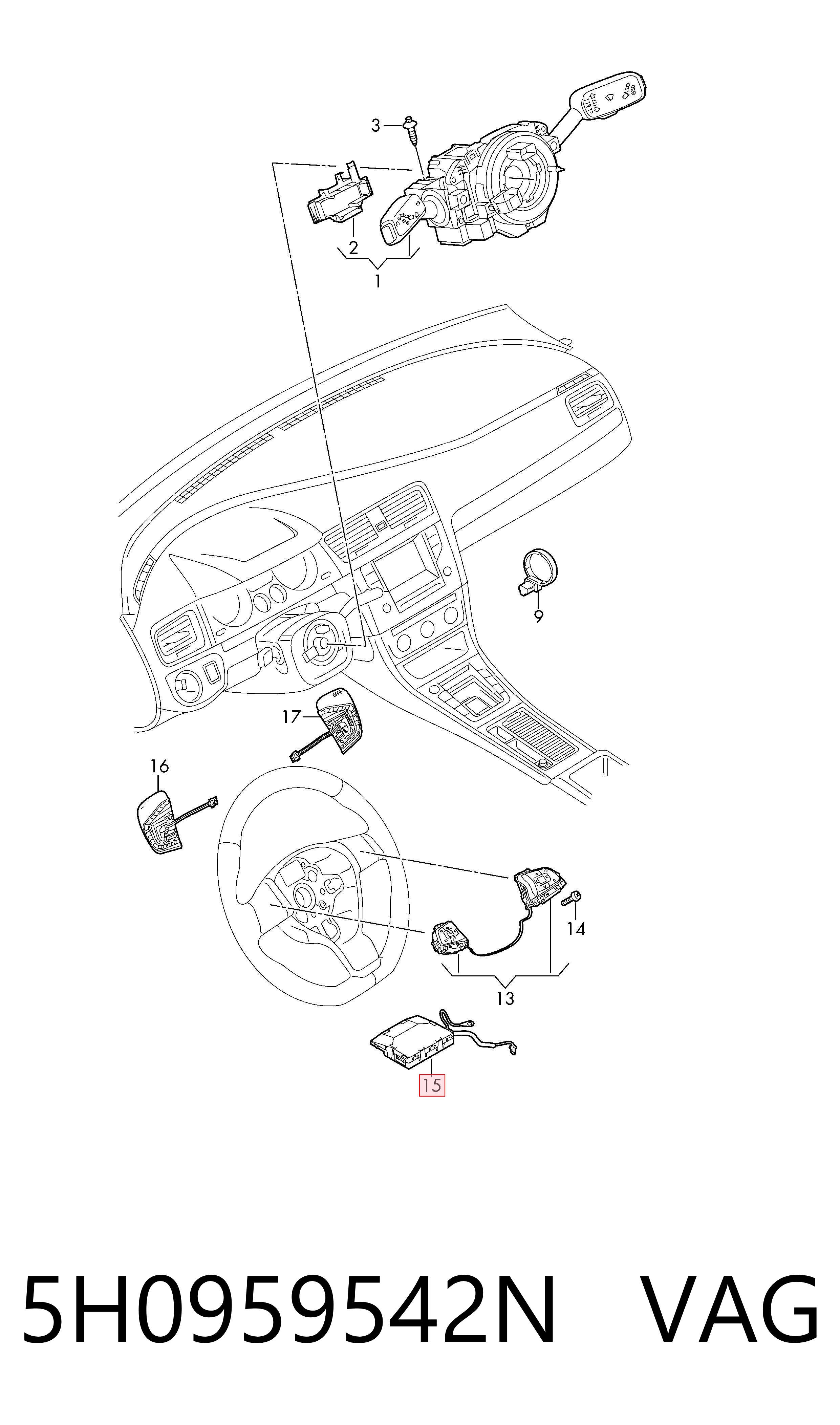  VAG 5H0959542N ціна, від 119.76 USD