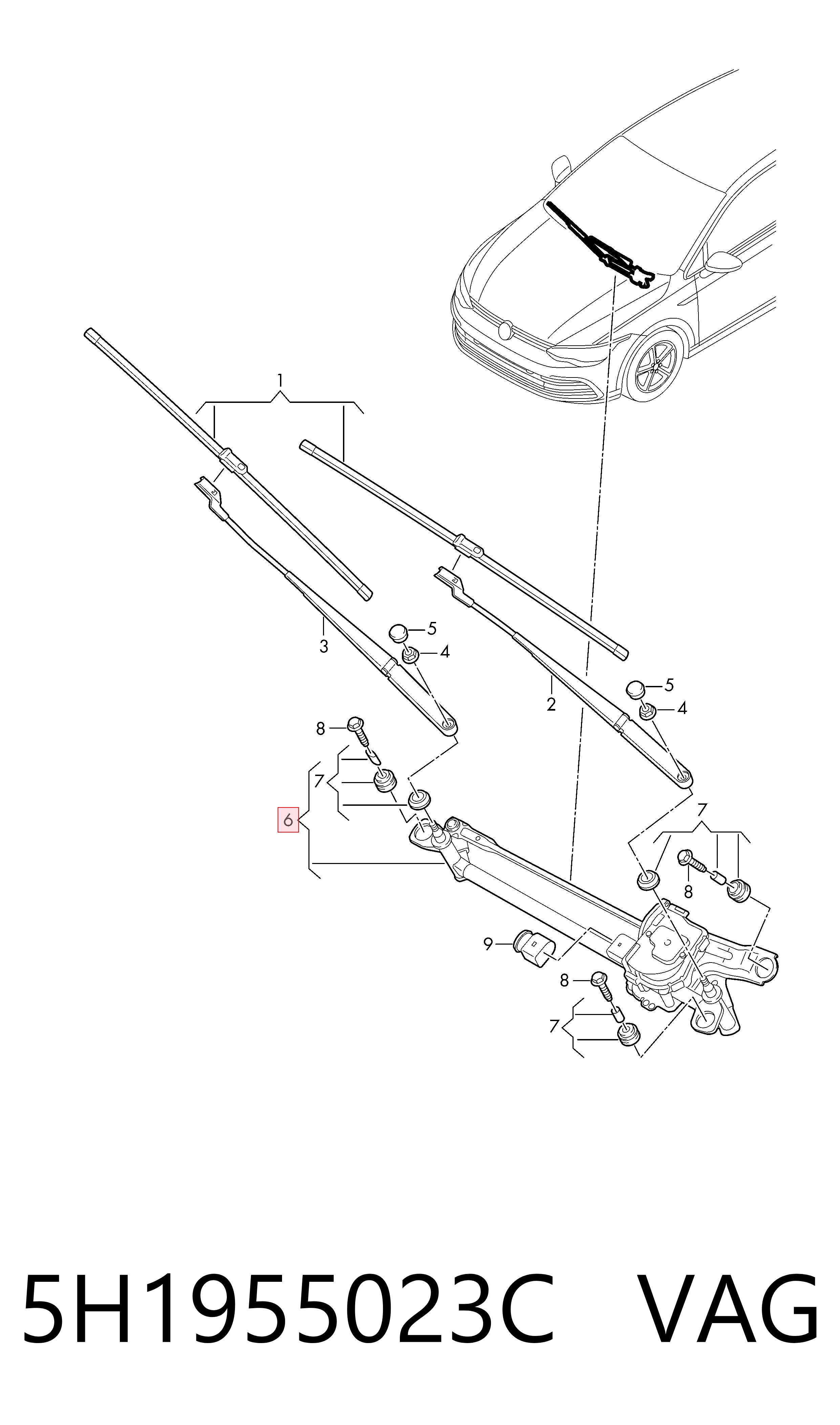 Трапеція склоочисника на Volkswagen Golf VIII CD1, DA1