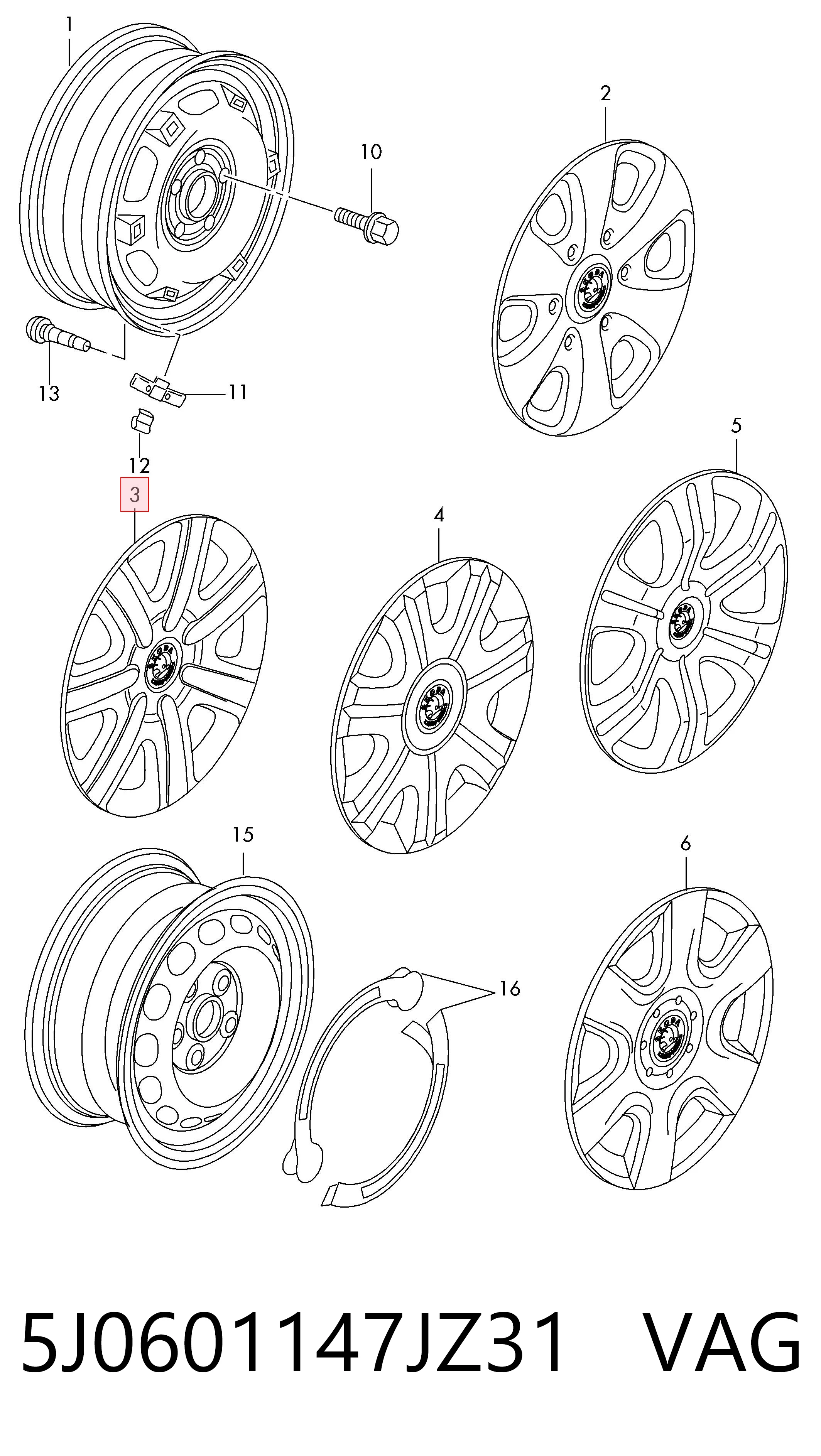 5J0601147JZ31 VAG Ковпаки на колеса