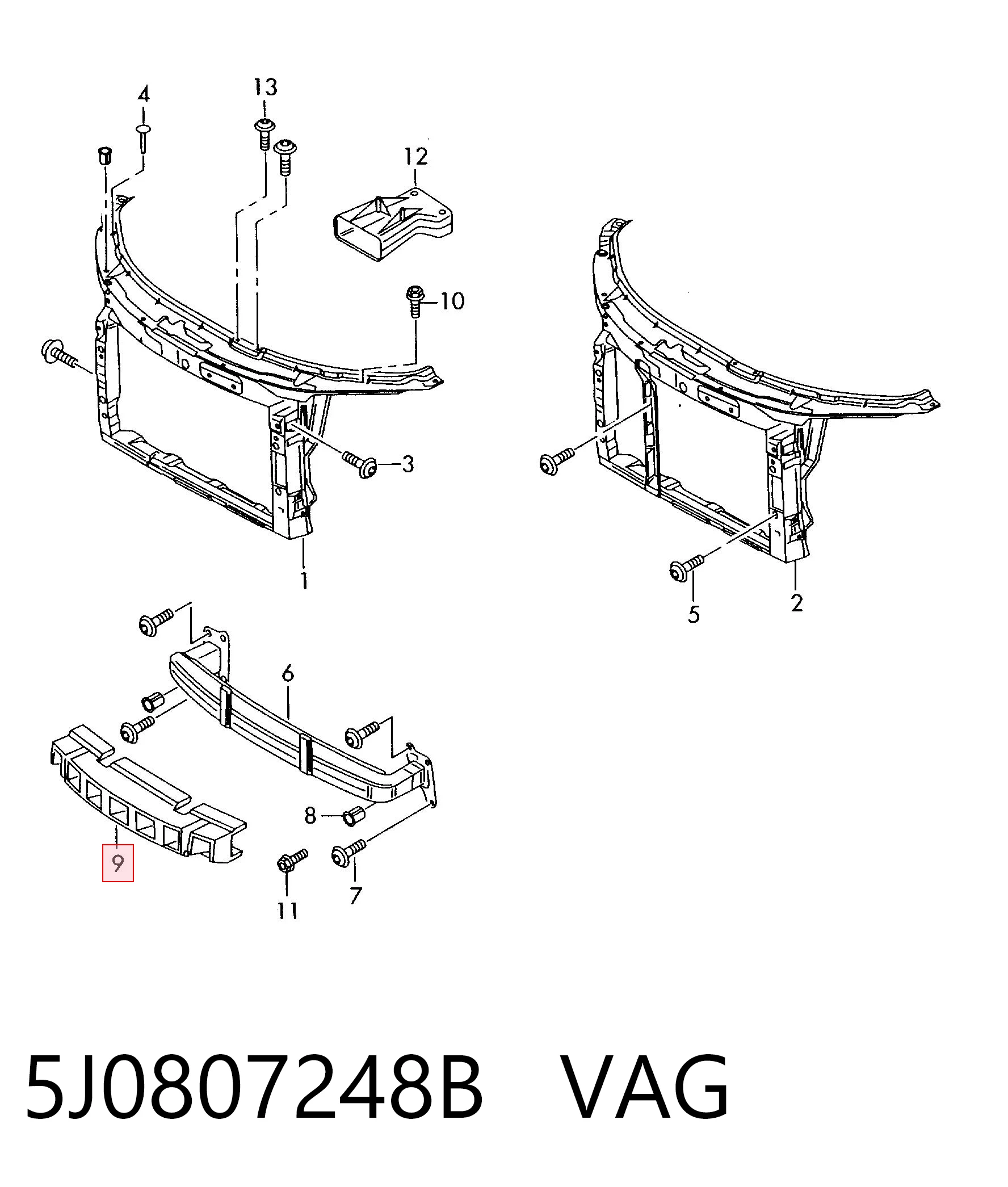 5J0807248B VAG Наповнювач бампера переднього