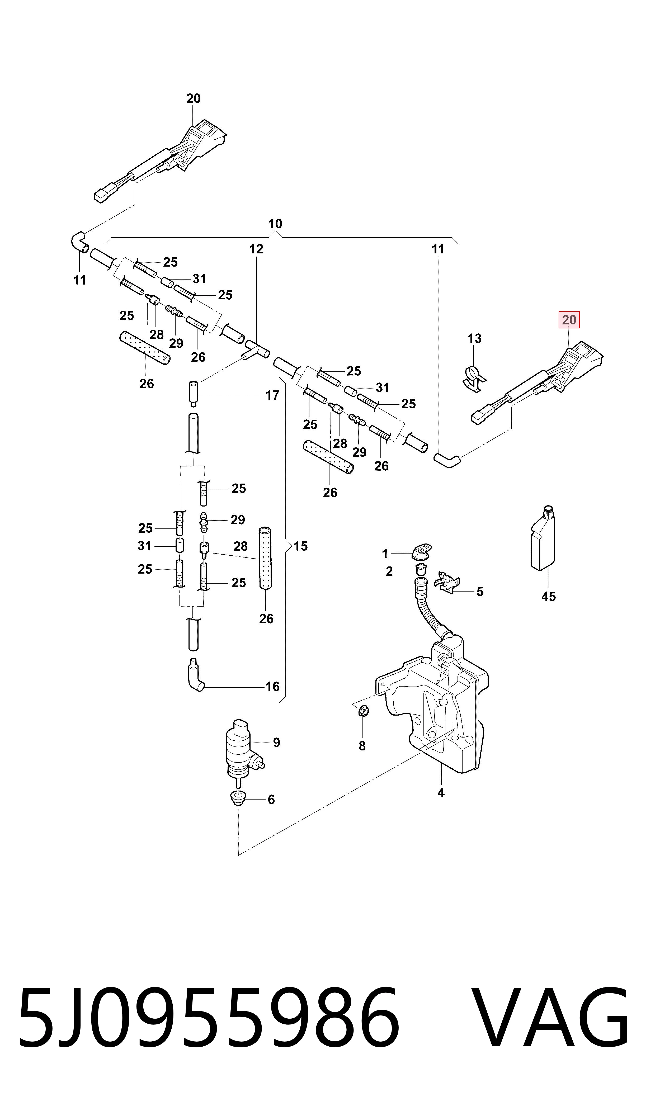 Форсунка омивача 3J955132 AND