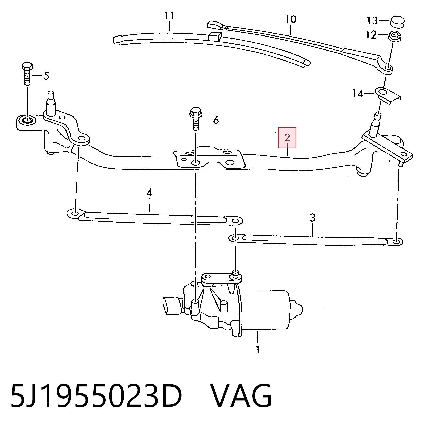 5J1955023D VAG Трапеція склоочисника