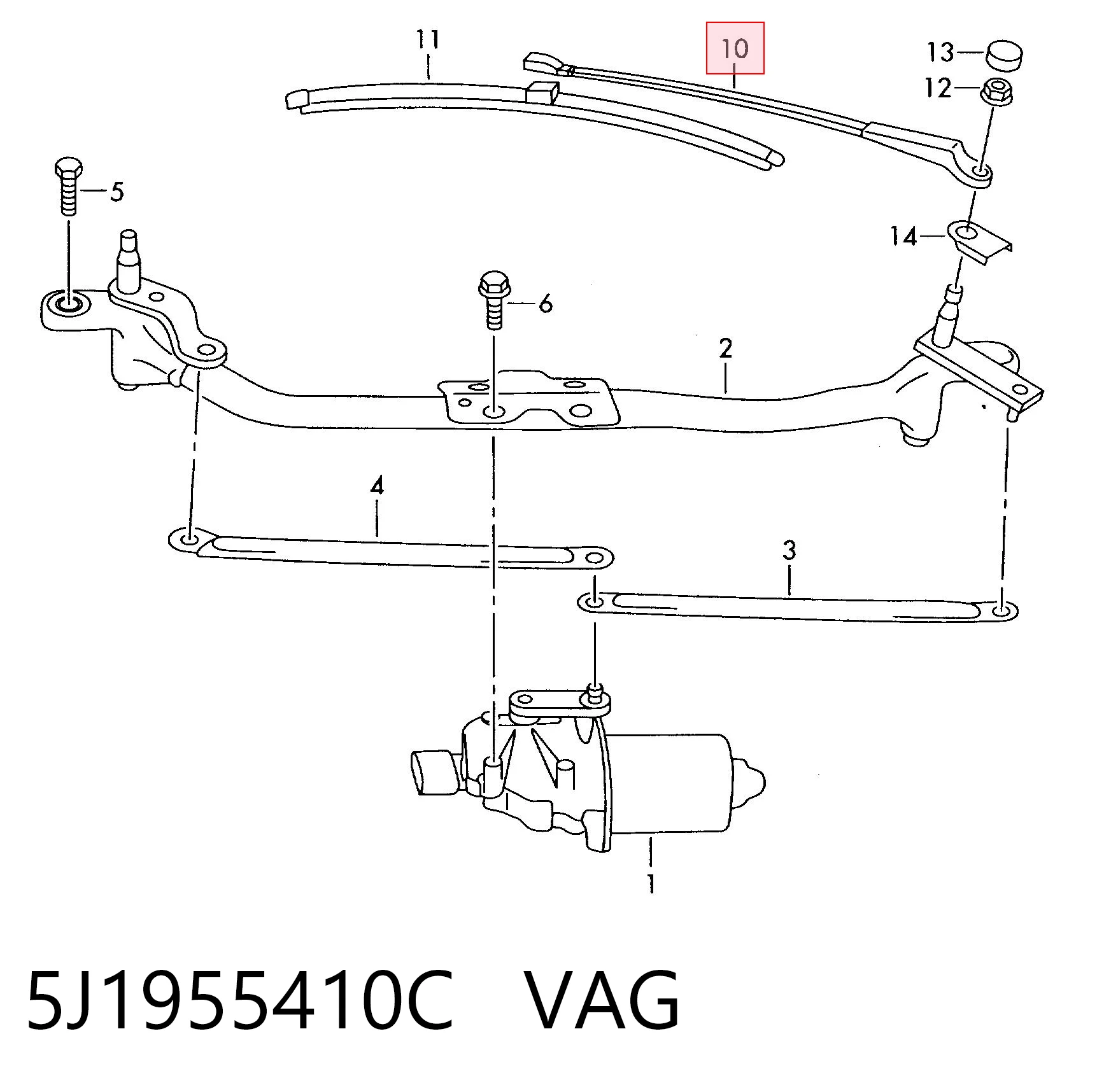 Ричаг склоочисника Diamond/DPA 5J1955410C ціна, від 6.33 USD