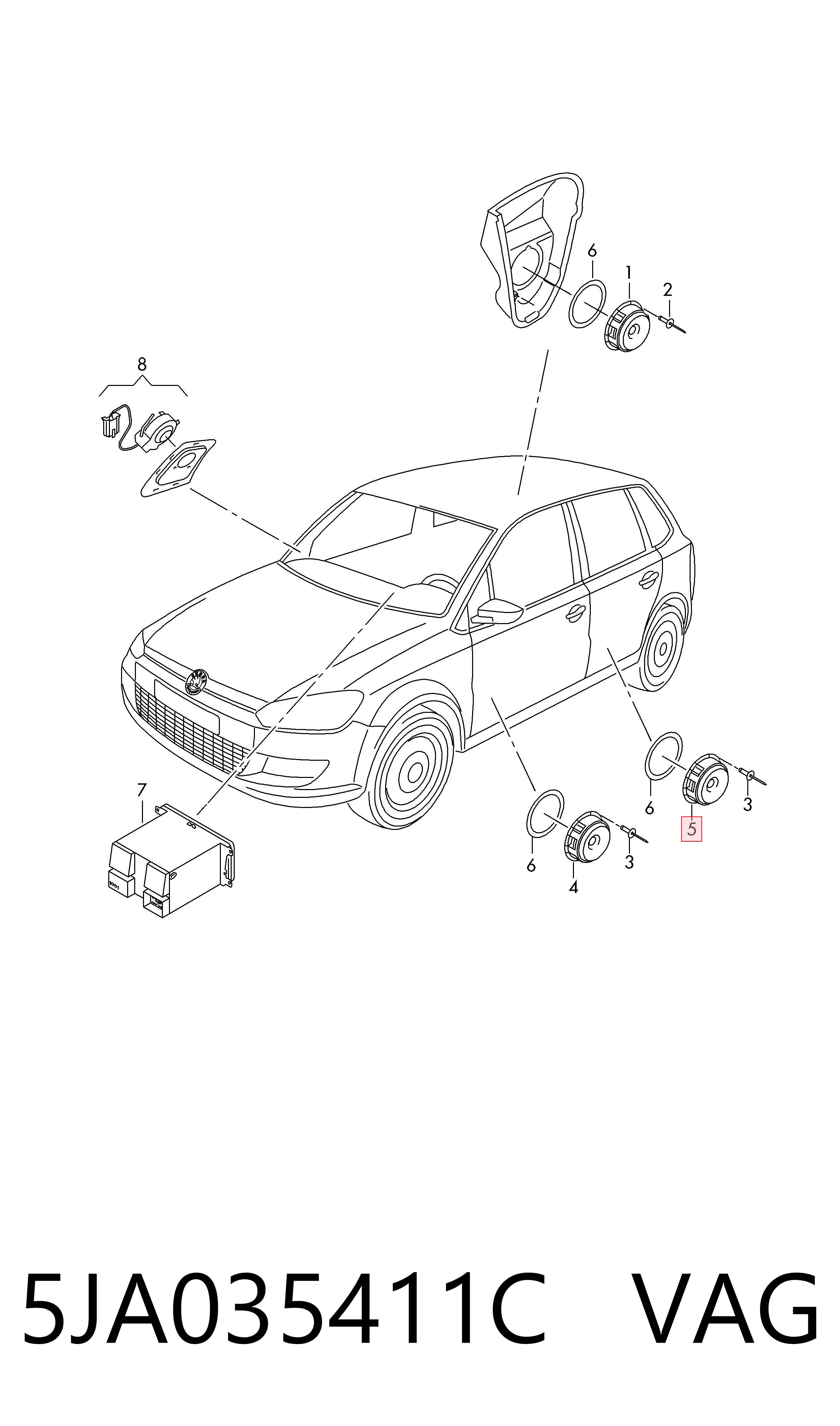 5JA035411C VAG Динамік задньої двері