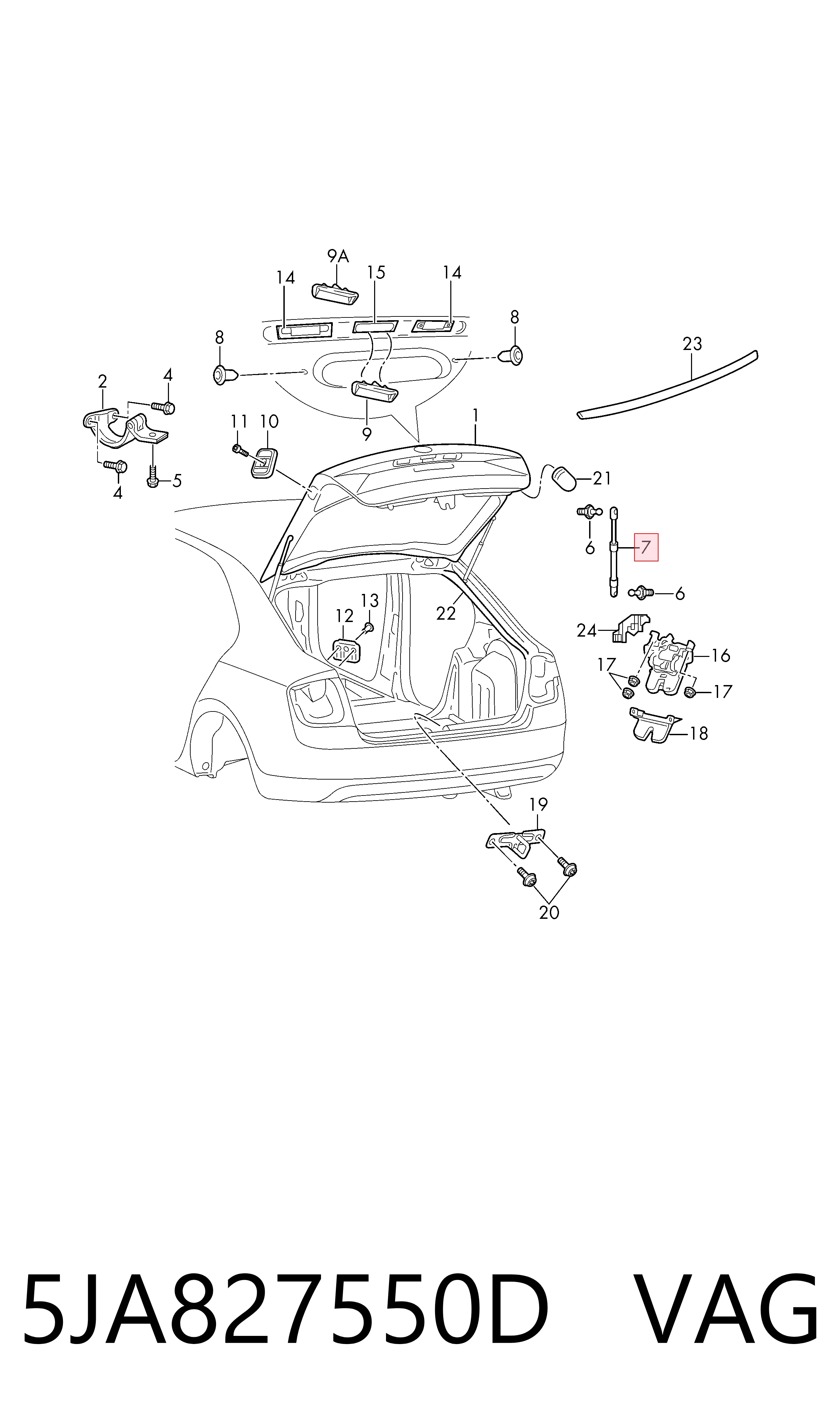Амортизатор двері задньої VAG 5JA827550D ціна, від 9.90 USD