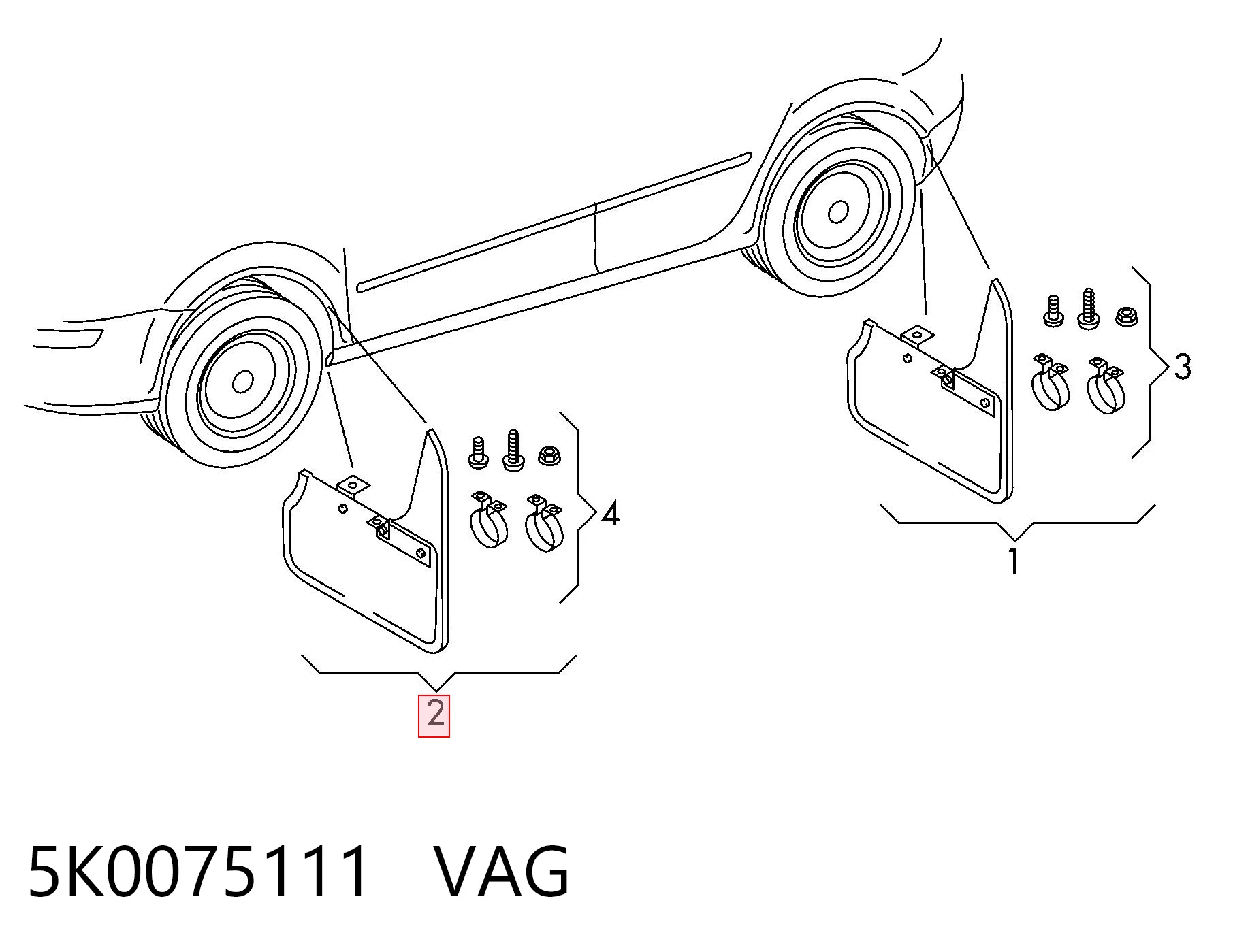 Купити 5K0075111 VAG Бризковики передніх коліс