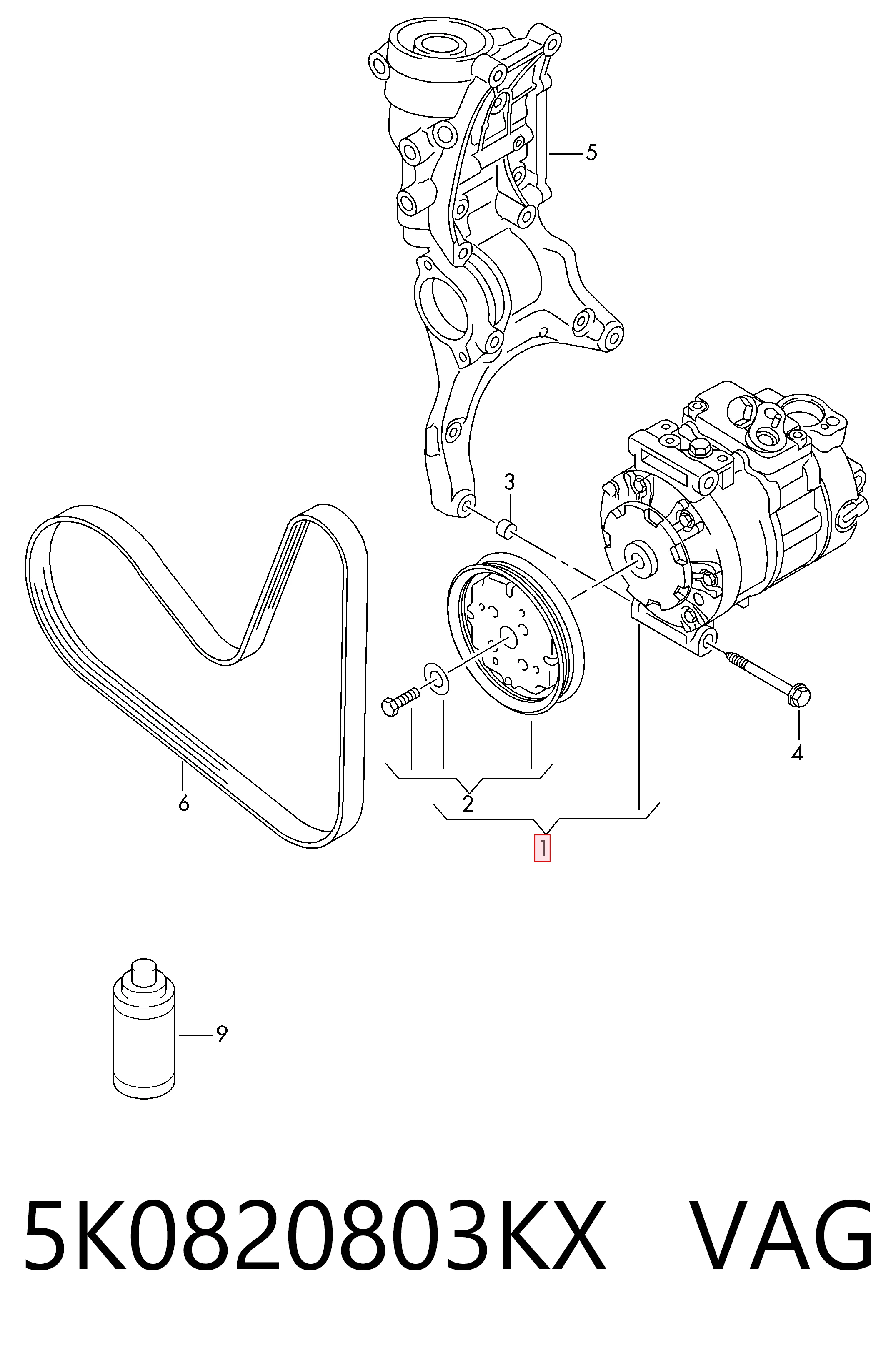 Компресор системи кондиціювання VAG 5K0820803KX ціна, від 101.35 USD