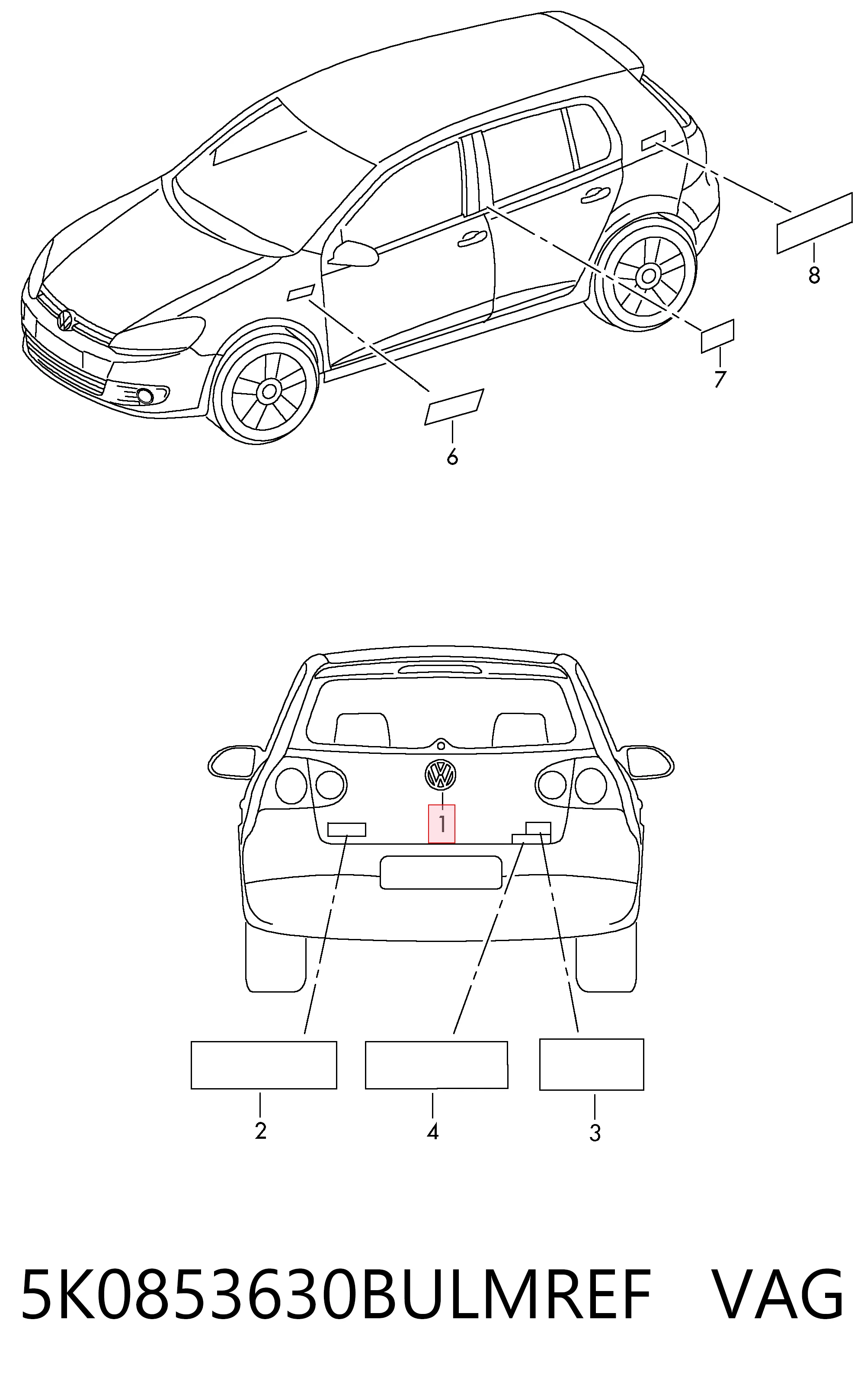 Фірмовий значок на кришку багажника Volkswagen Golf V