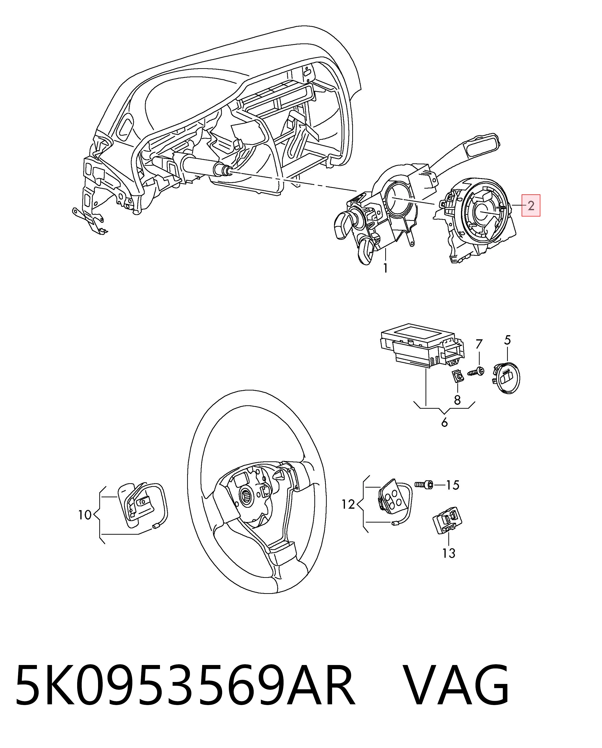 5K0953569AR VAG Шлейф Airbag