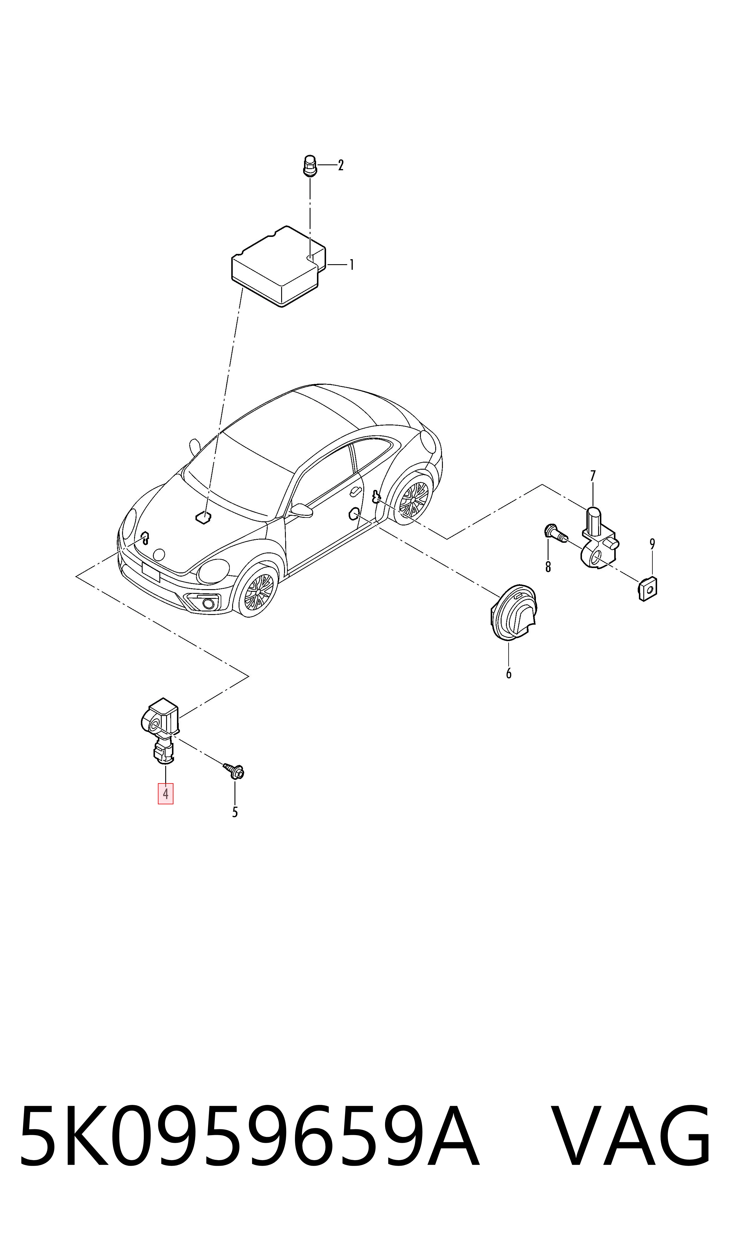 Датчик Айрбег передній VAG 5K0959659A ціна, від 57.01 USD