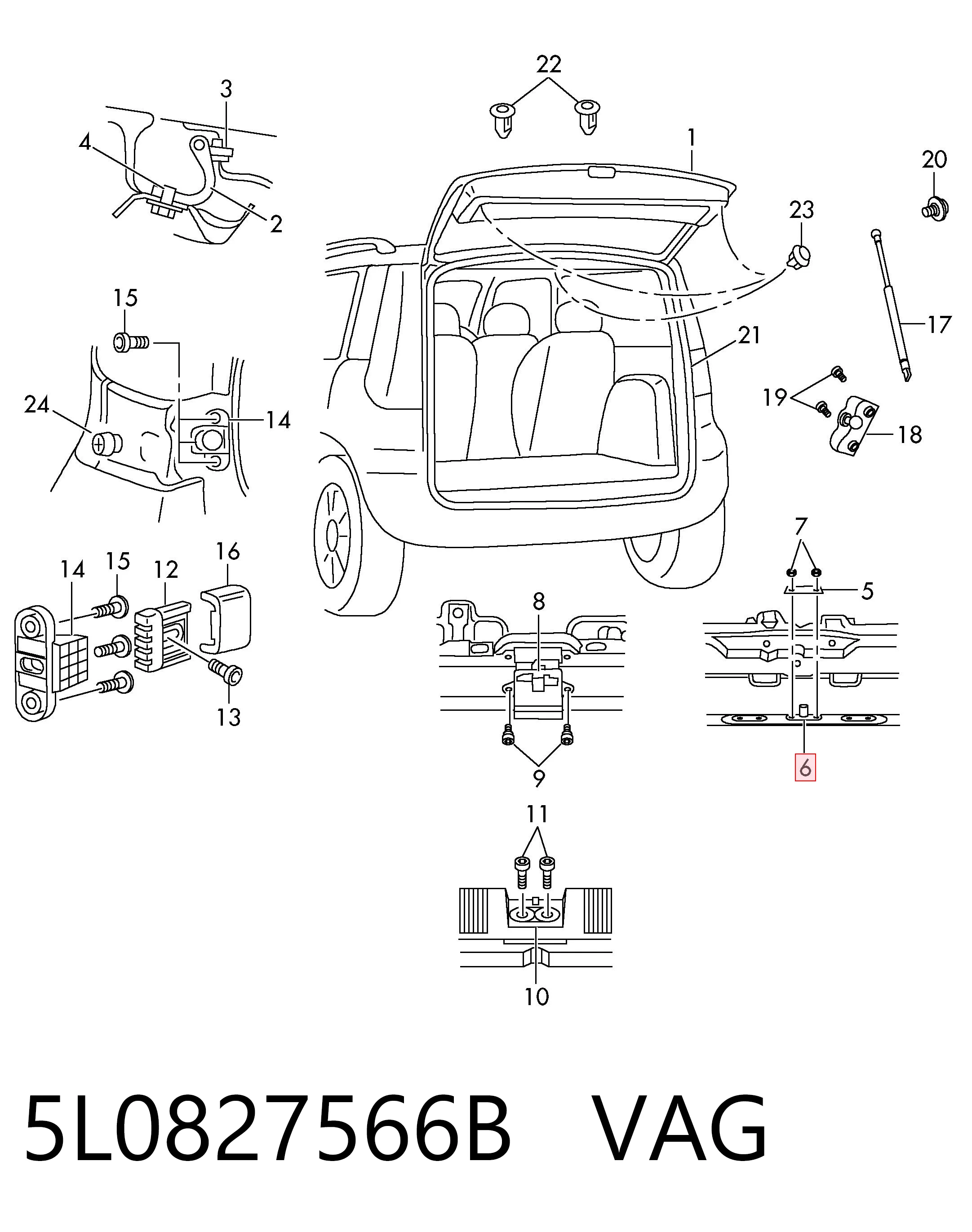 5L0827566B VAG Кнопка приводу замка задньої 3/5 двері (ляди)