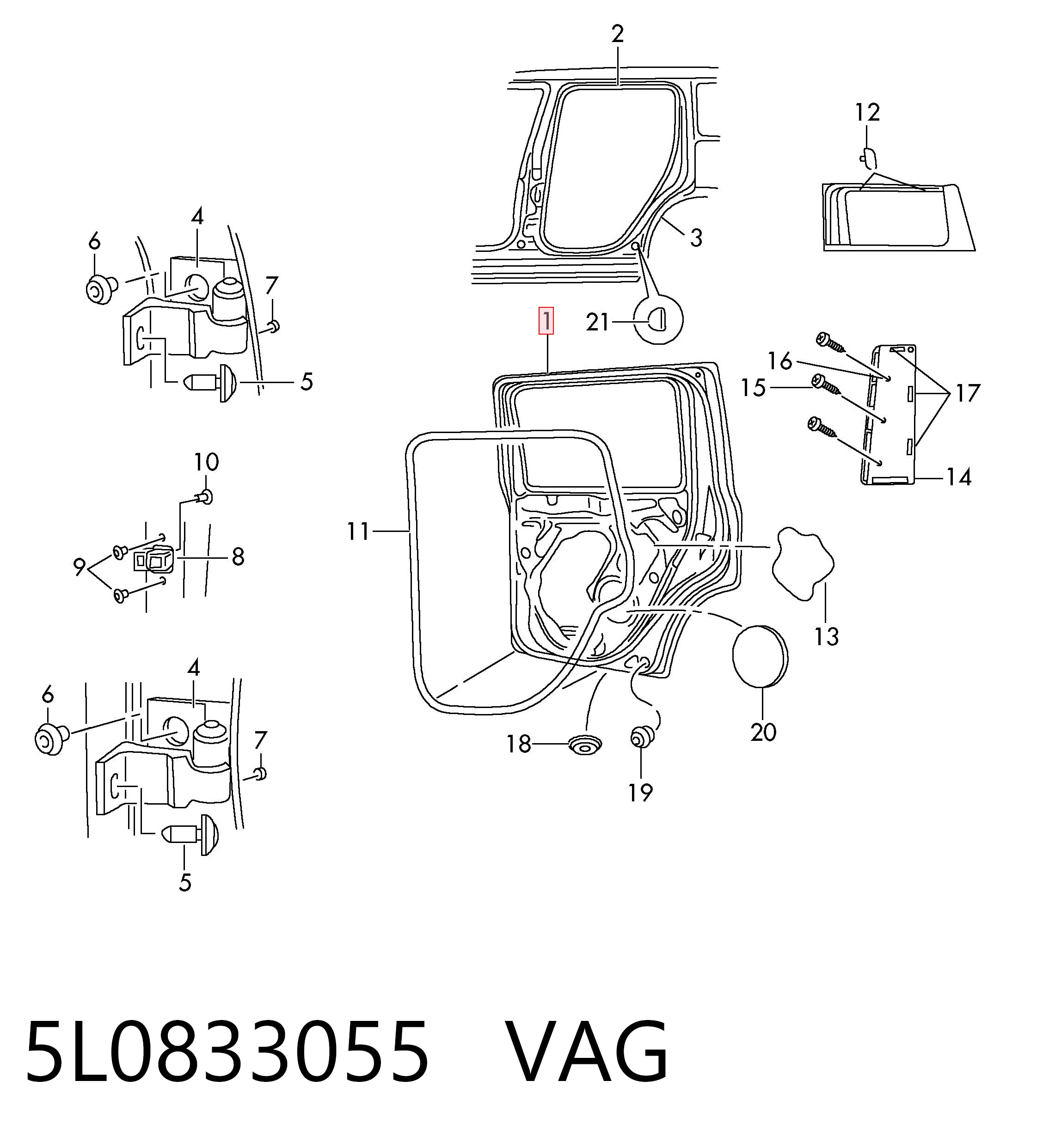 5L0833055 VAG Двері пасажирськи задні ліві