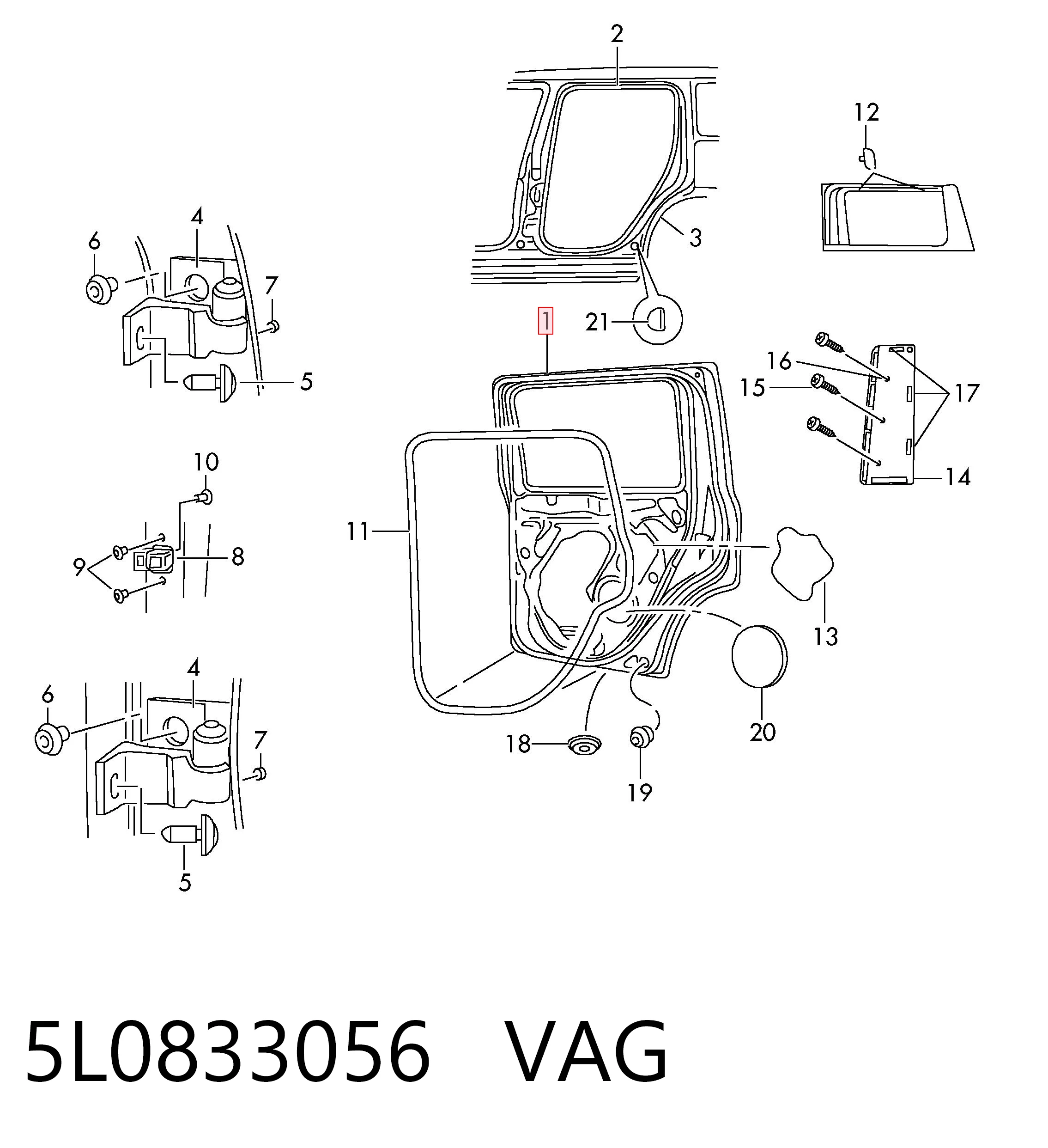 5L0833056 VAG Двері пасажирські задні праві