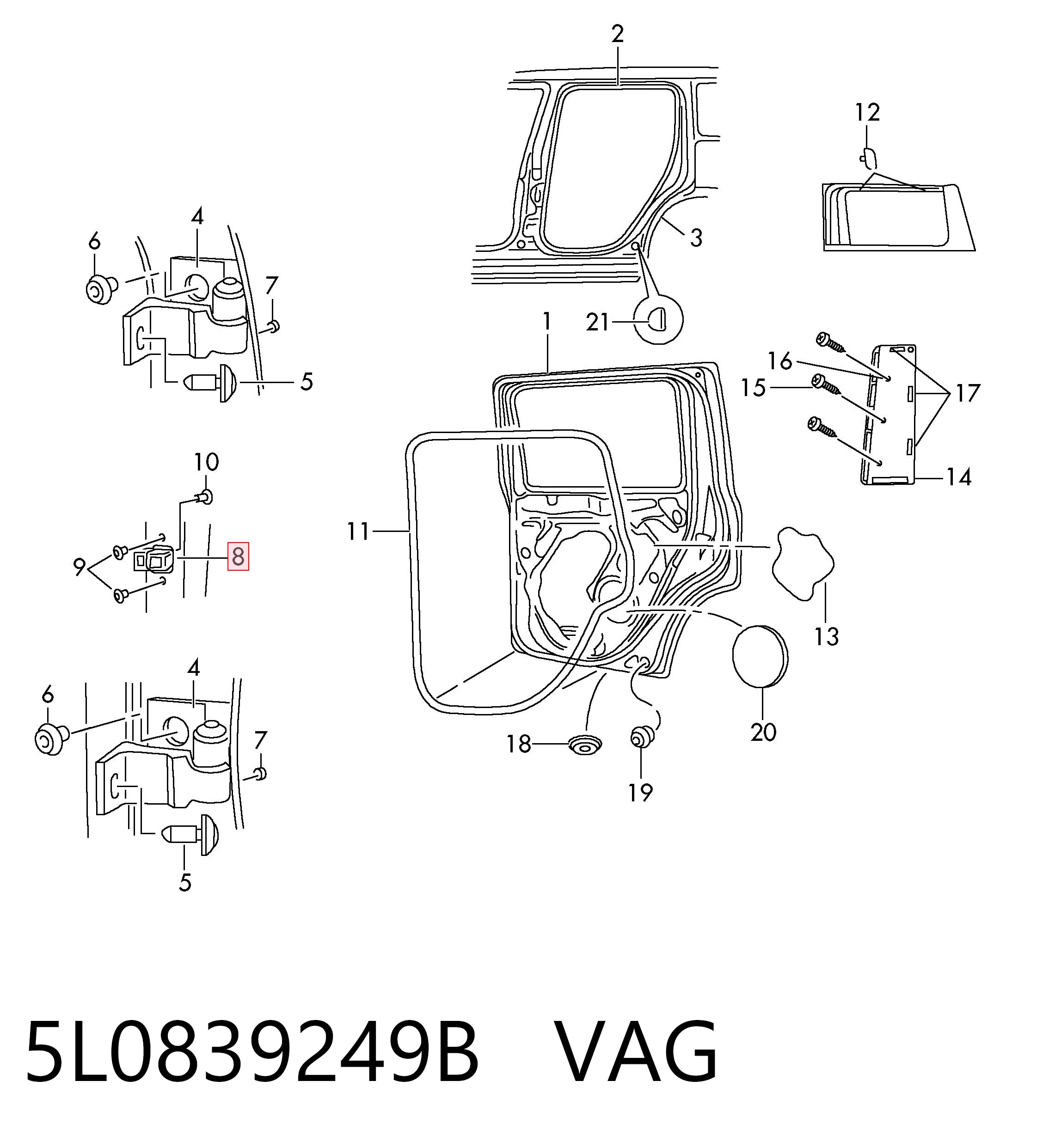 5L0839249B VAG Обмежувач відкриття дверей, задній