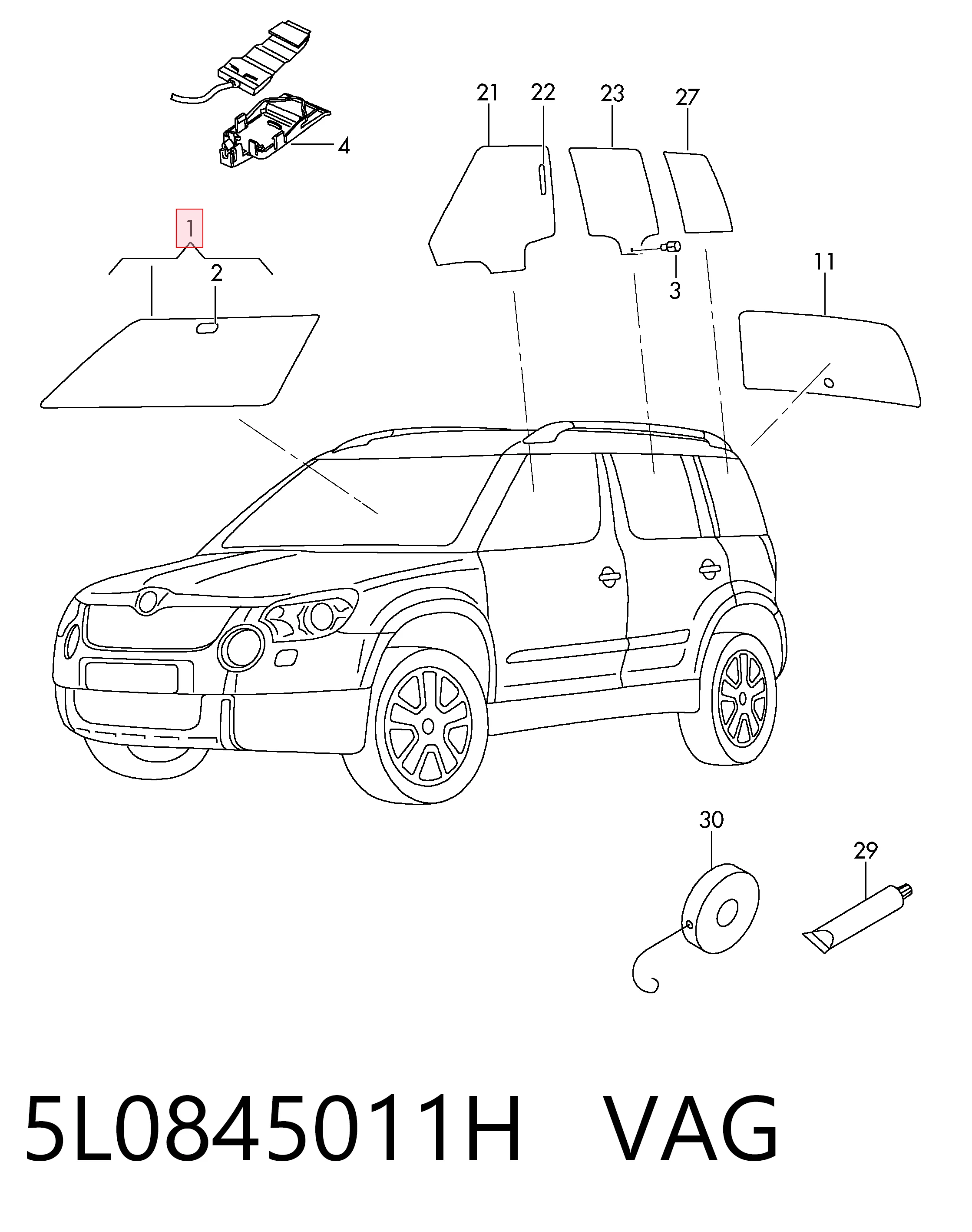 5L0845011H VAG Автомобільне скло