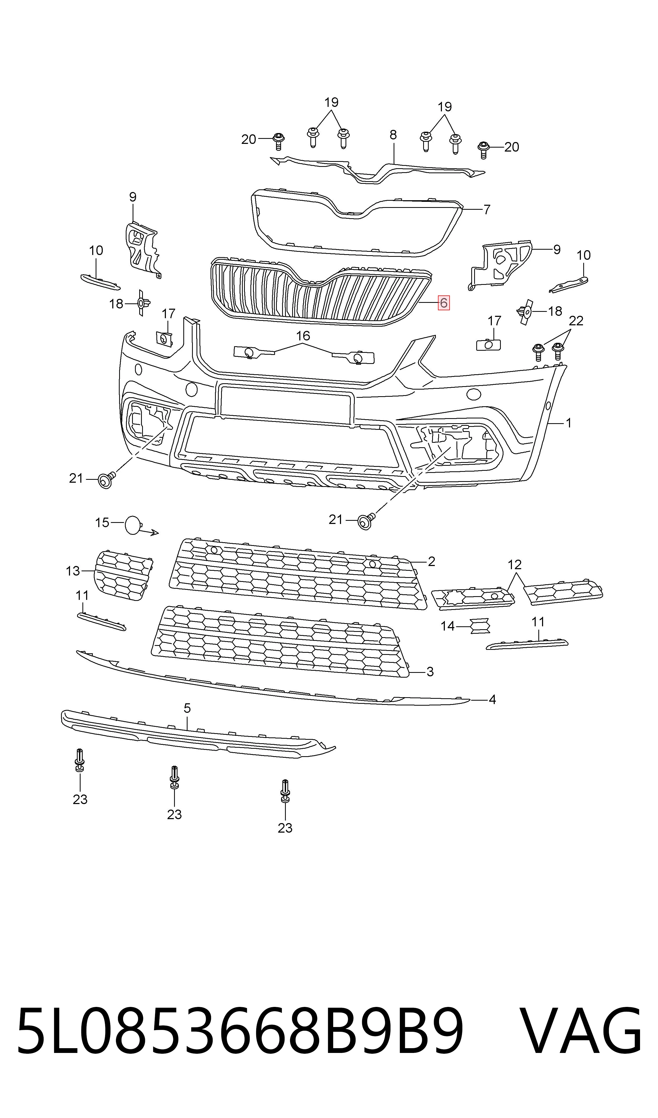 5L0853668B9B9 VAG Решітка радіатора