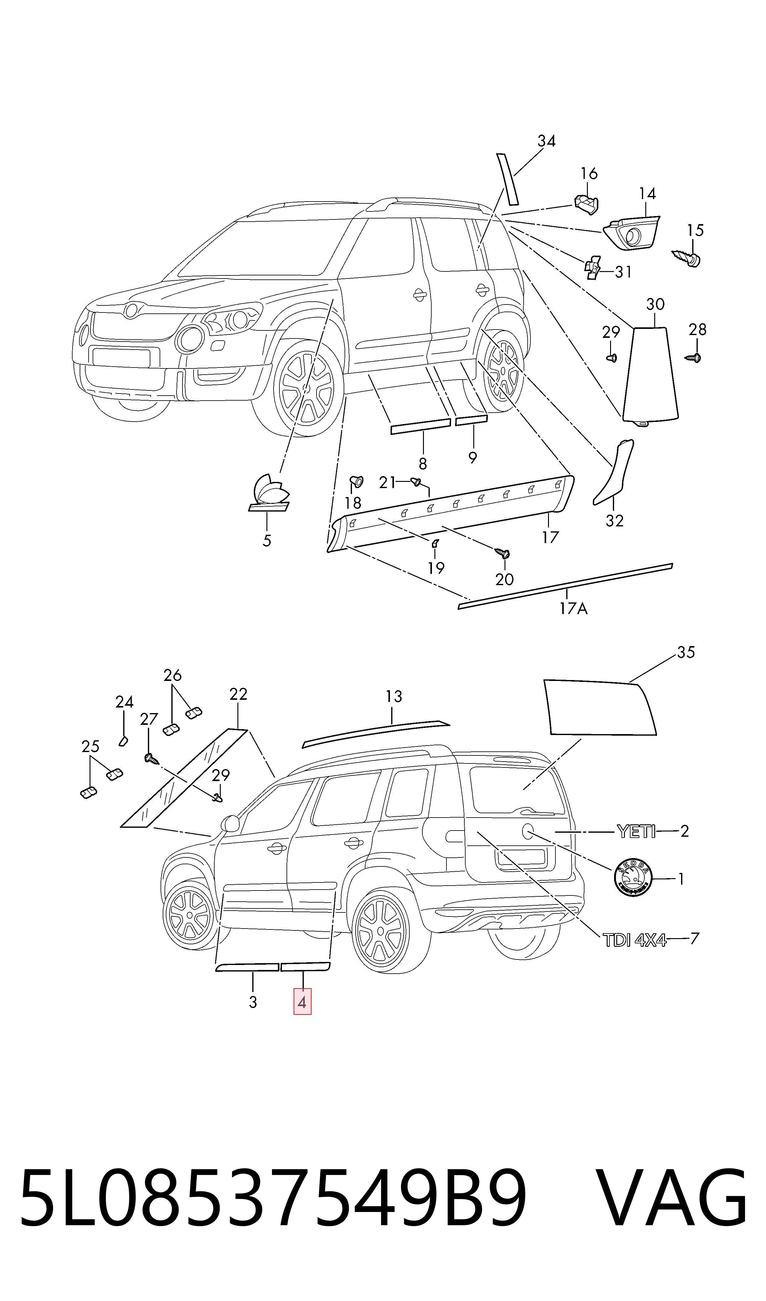 5L08537549B9 VAG Молдинг задніх правих дверей