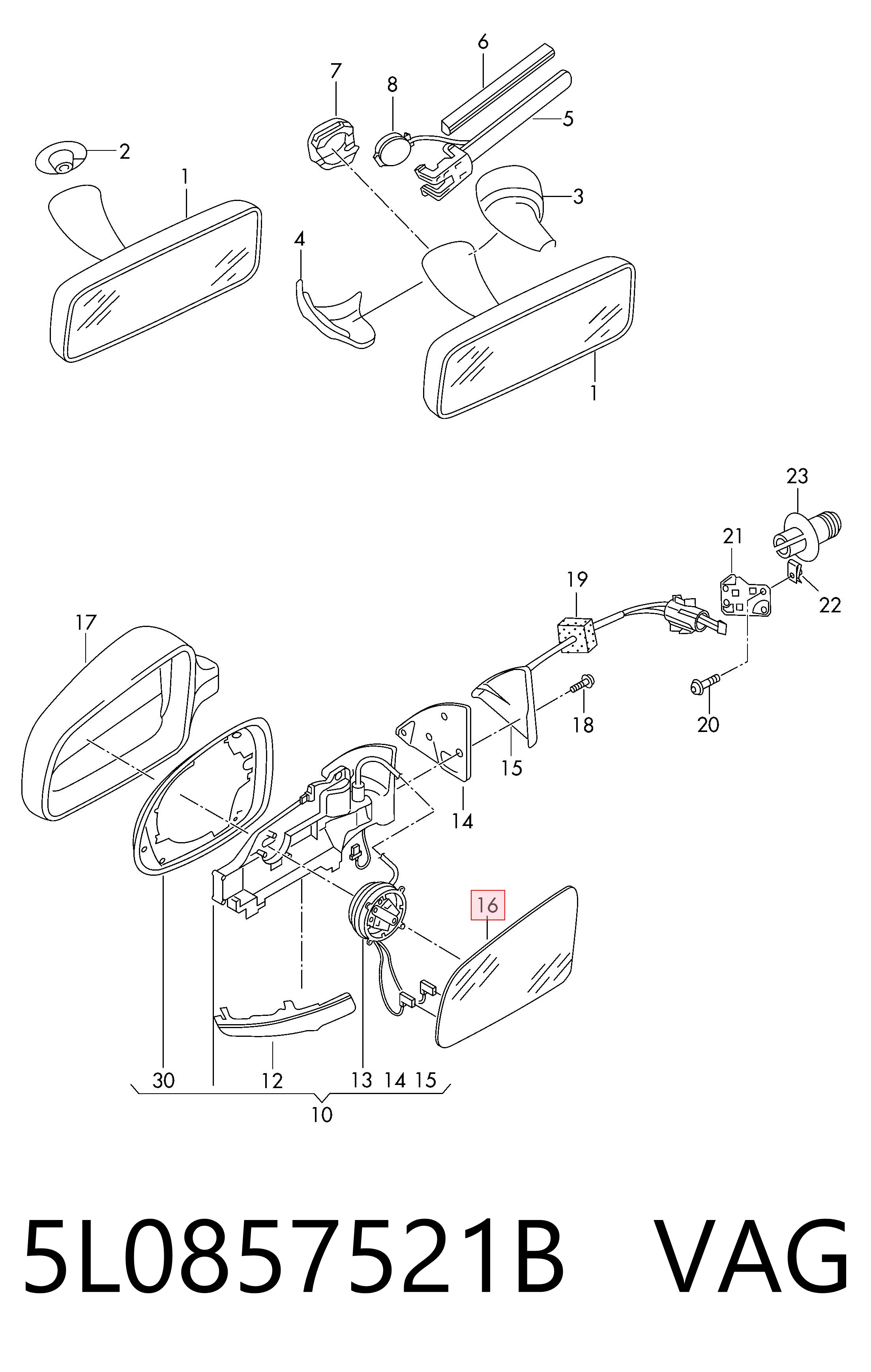 5L0857521B VAG Дзеркальний елемент лівий