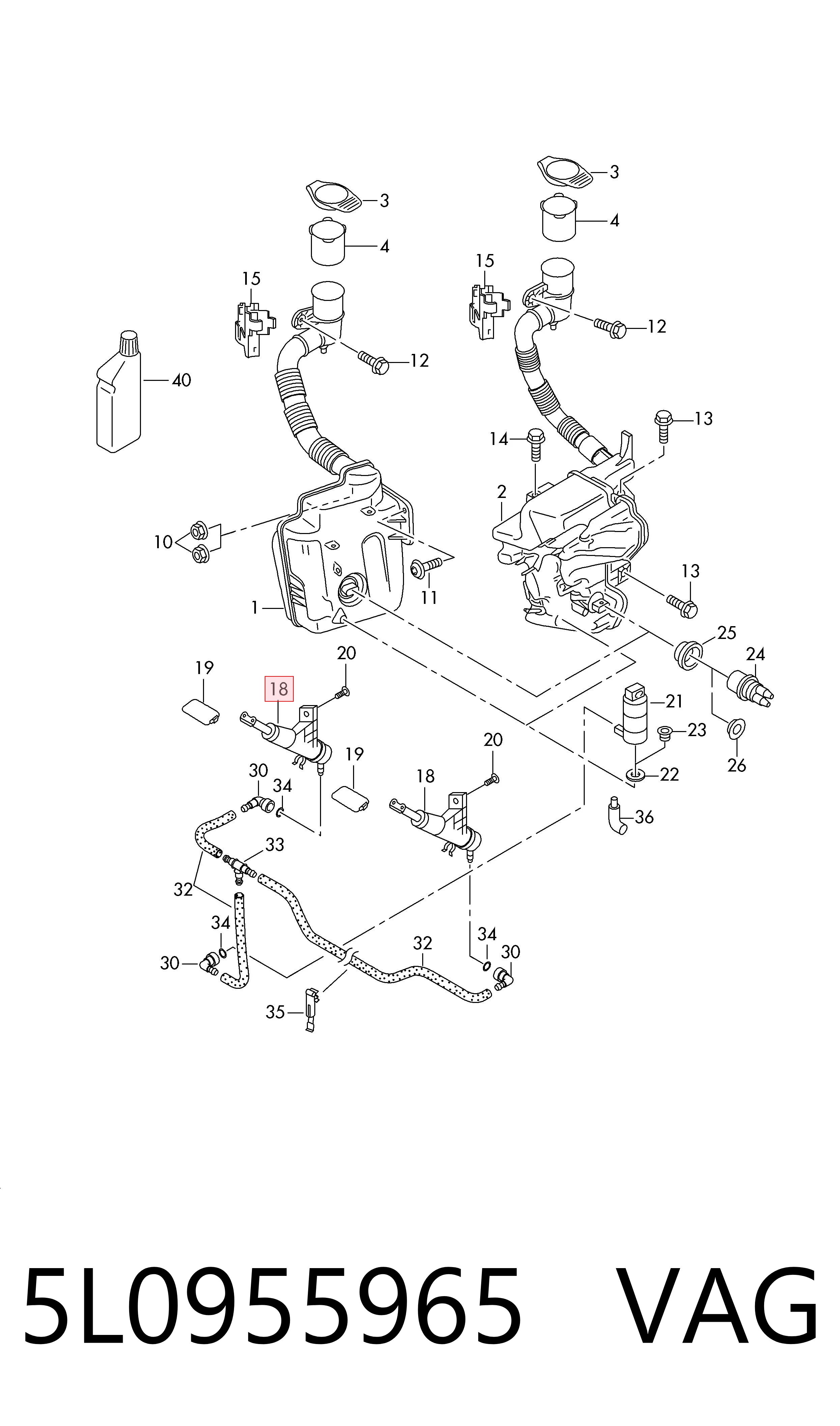 5L0955965 VAG Сопло омивача фари передньої, лівої