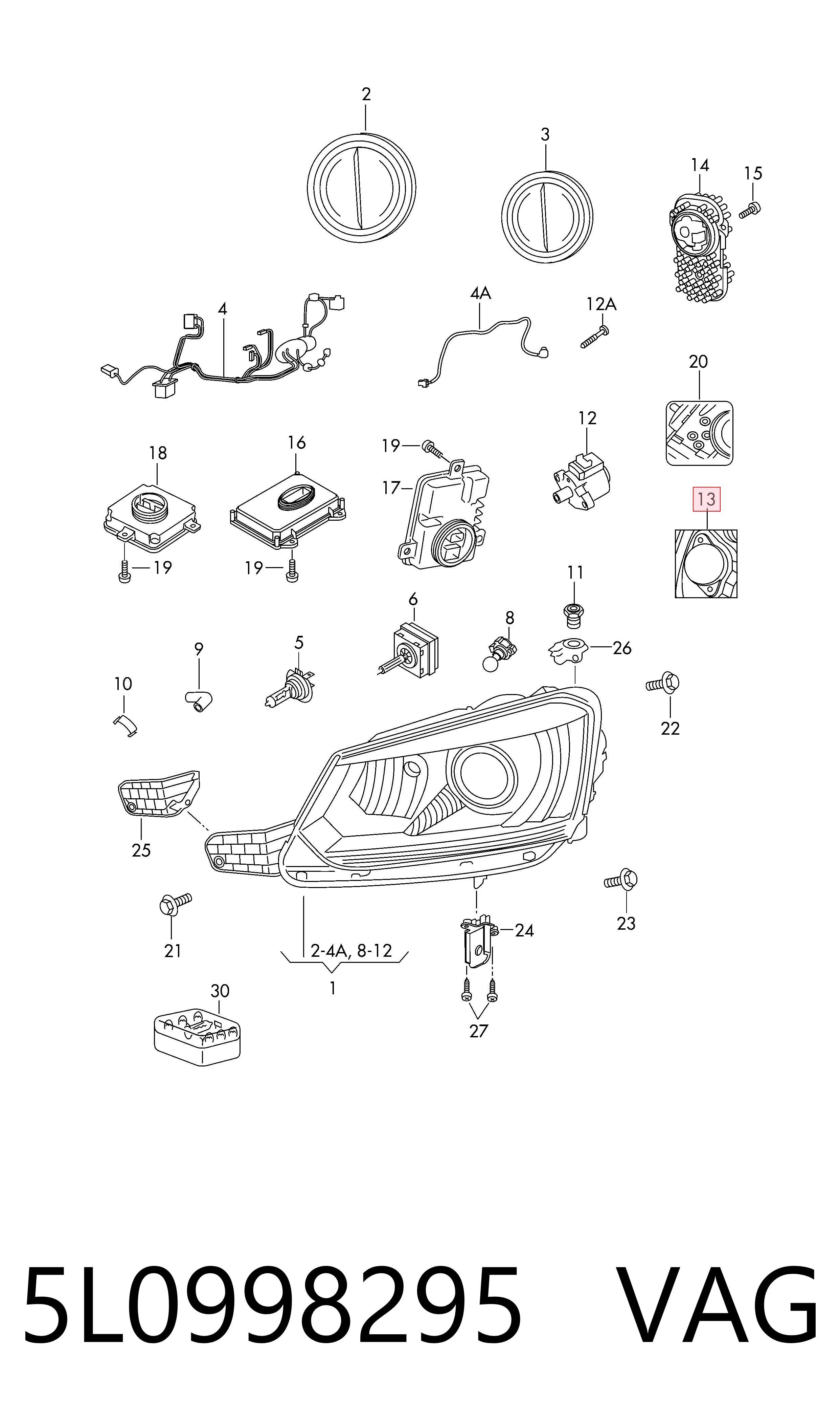 5L0998295 VAG Кришка фари, задня