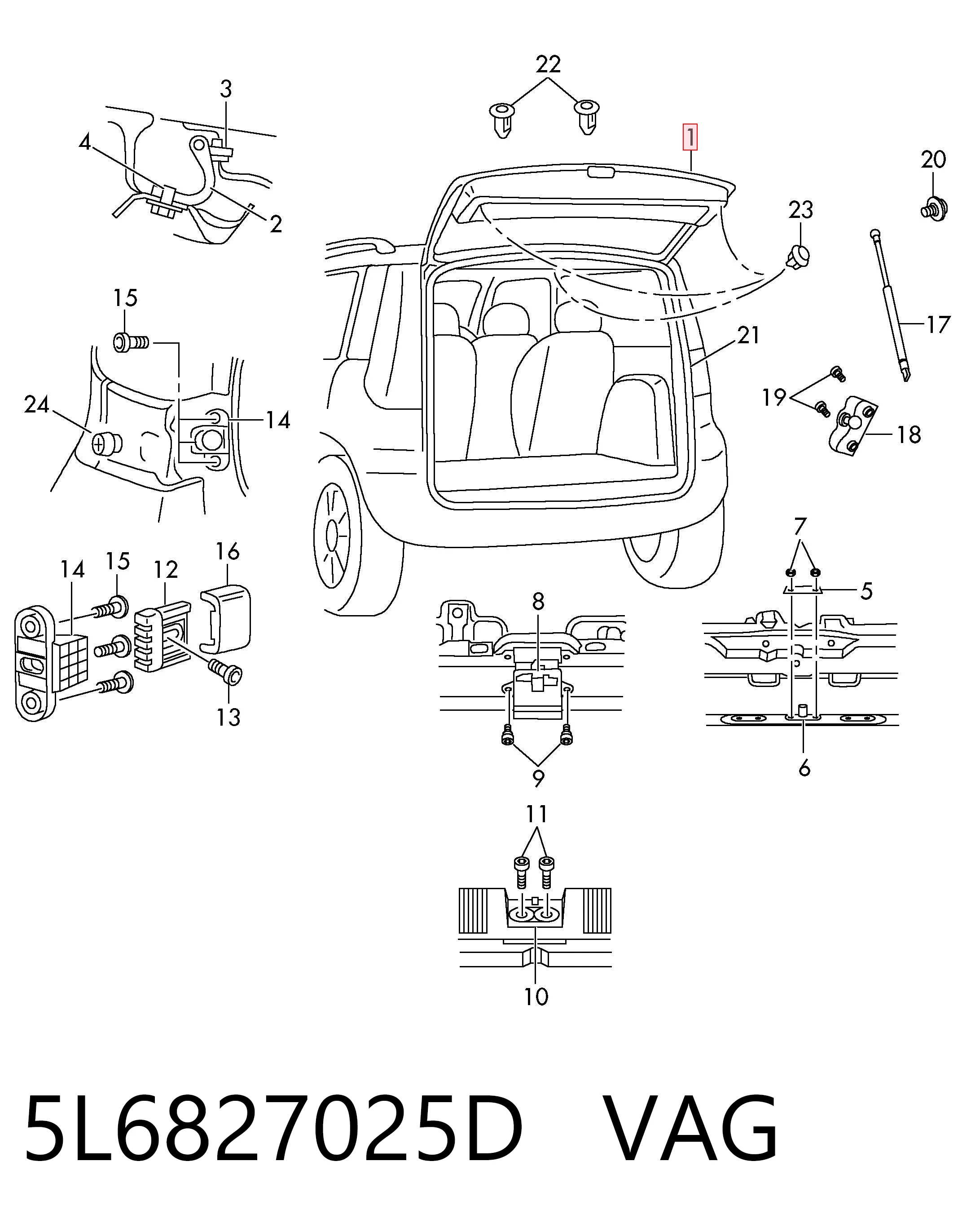 5L6827025D VAG Треті двері