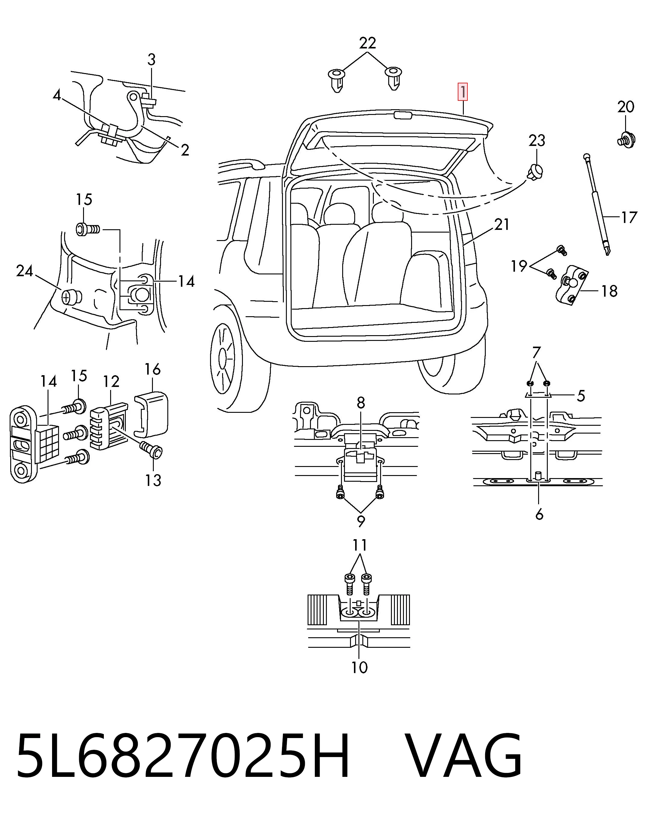 5L6827025H VAG Кришка багажника