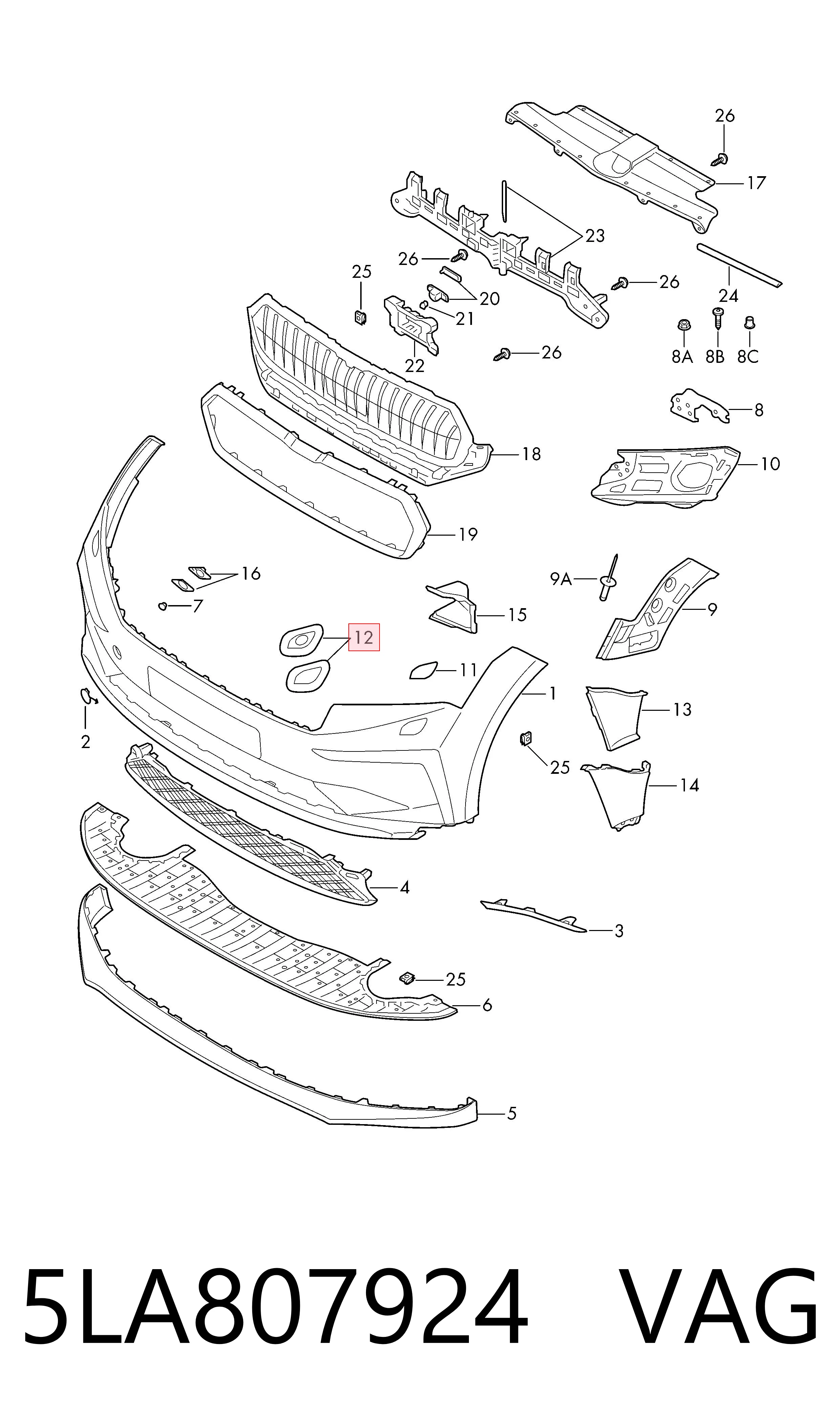  VAG 5LA807924 ціна, від 25.33 USD
