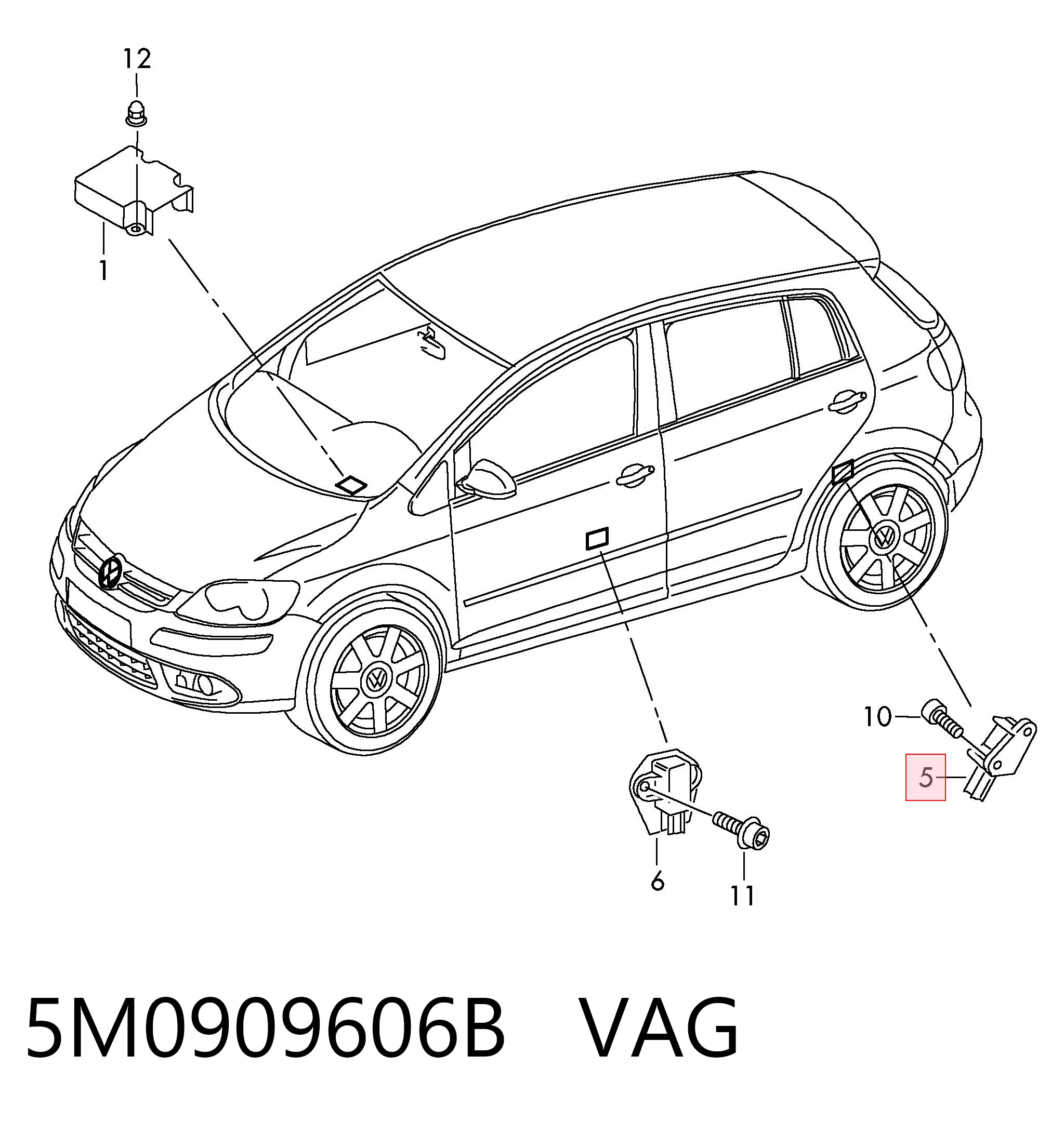 5M0909606B VAG Датчик подушки безпеки